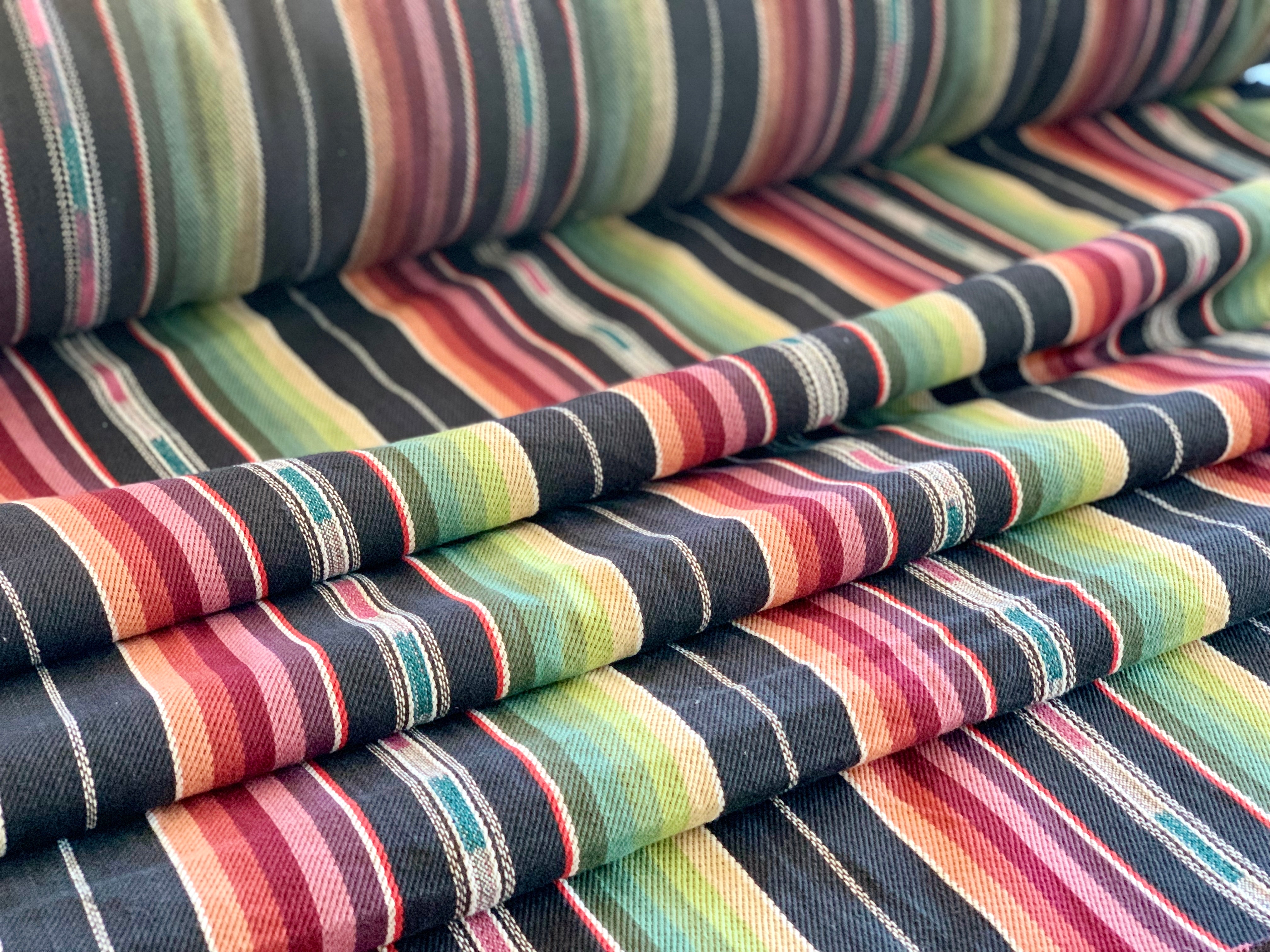 Serape Saddle Blanket Style Fabric - Black Multi Colored