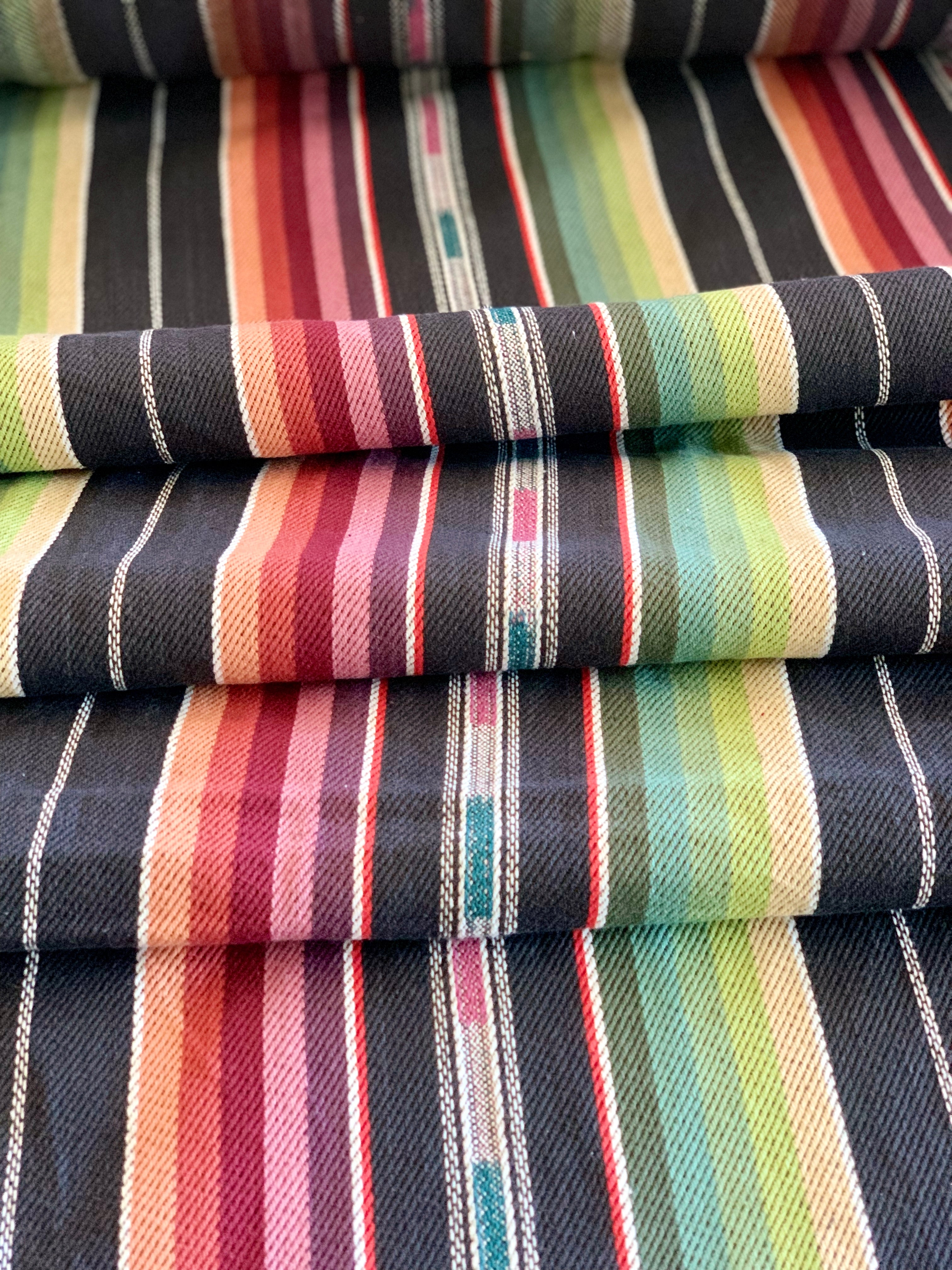 Serape Saddle Blanket Style Fabric - Black Multi Colored