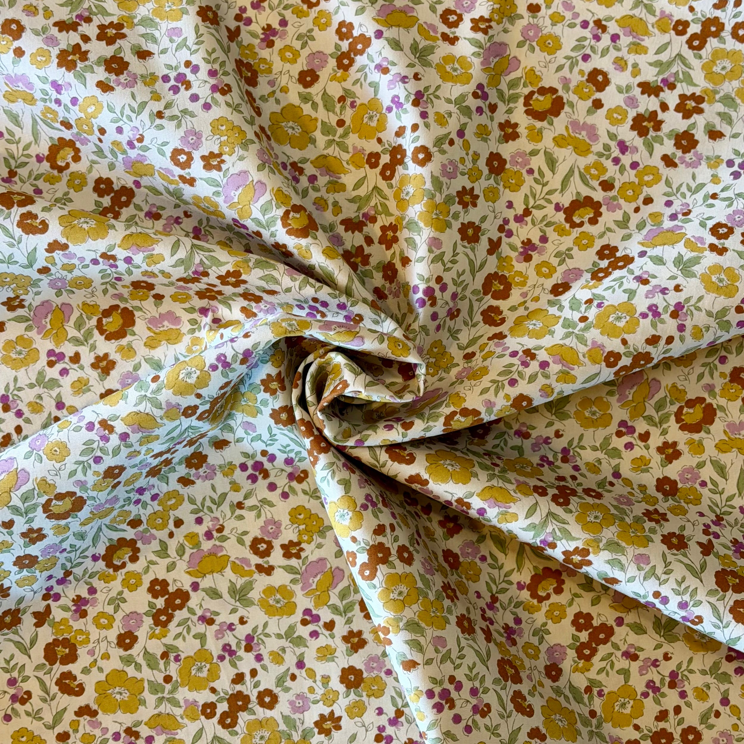 Vintage Garden Floral – Delicate Classic Blooms - Yellow, Lavender, Green, Burnt Orange