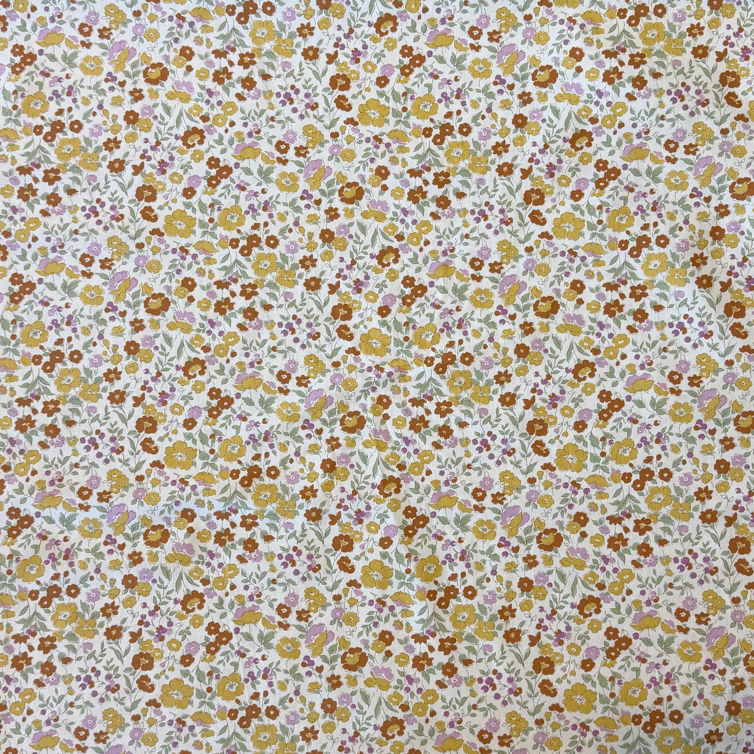 Vintage Garden Floral – Delicate Classic Blooms - Yellow, Lavender, Green, Burnt Orange