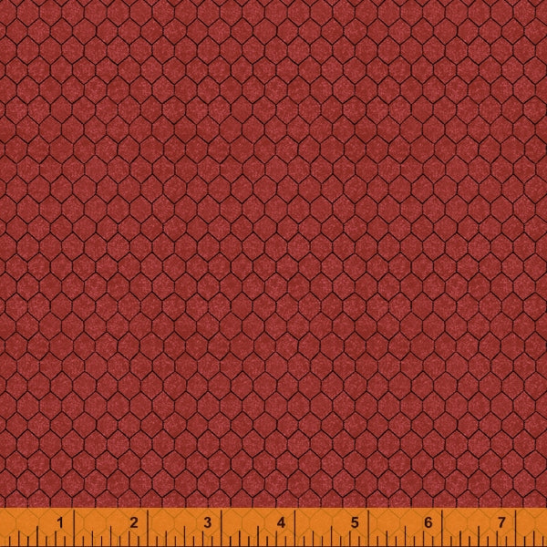 Chicken Wire From Farmers Market Collection by Whistler Studios and Milled by Windham Fabrics, Pattern 52769-5 Red Cotton Fabric