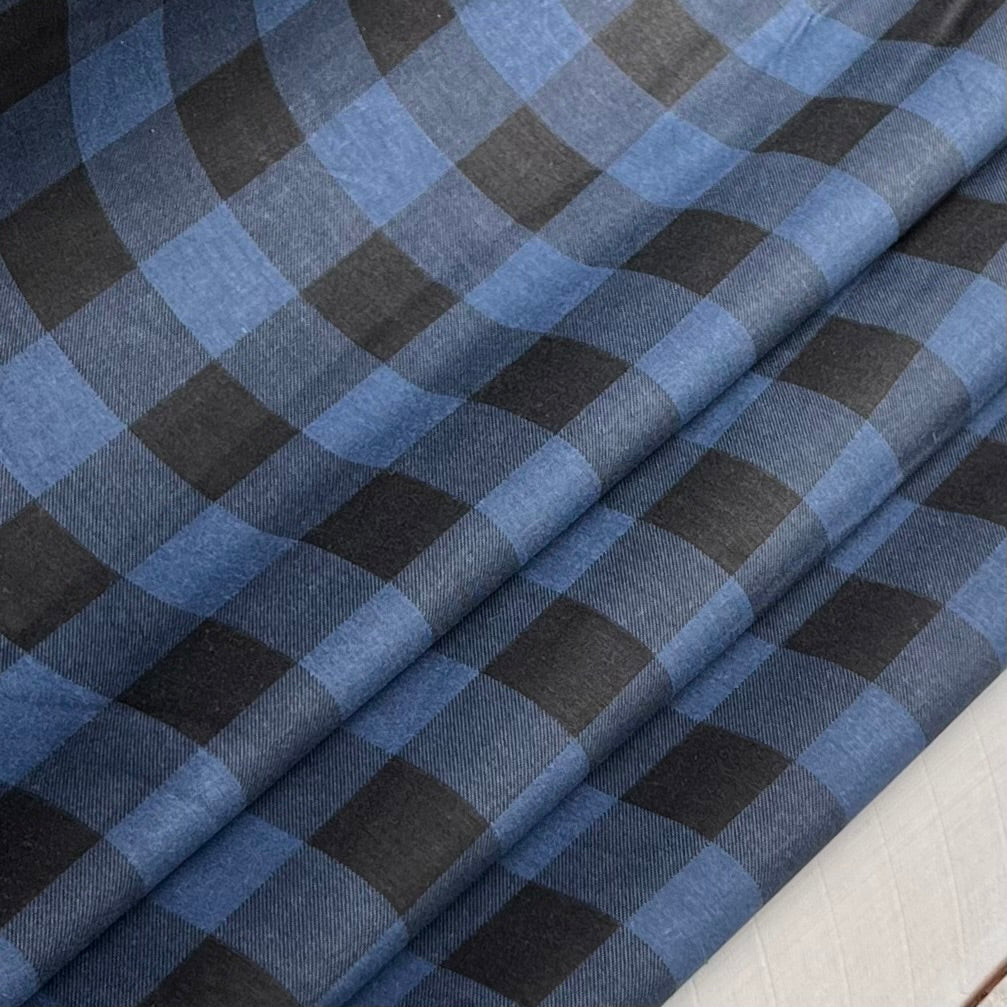 Blue and Black Buffalo Plaid Quilter Cotton