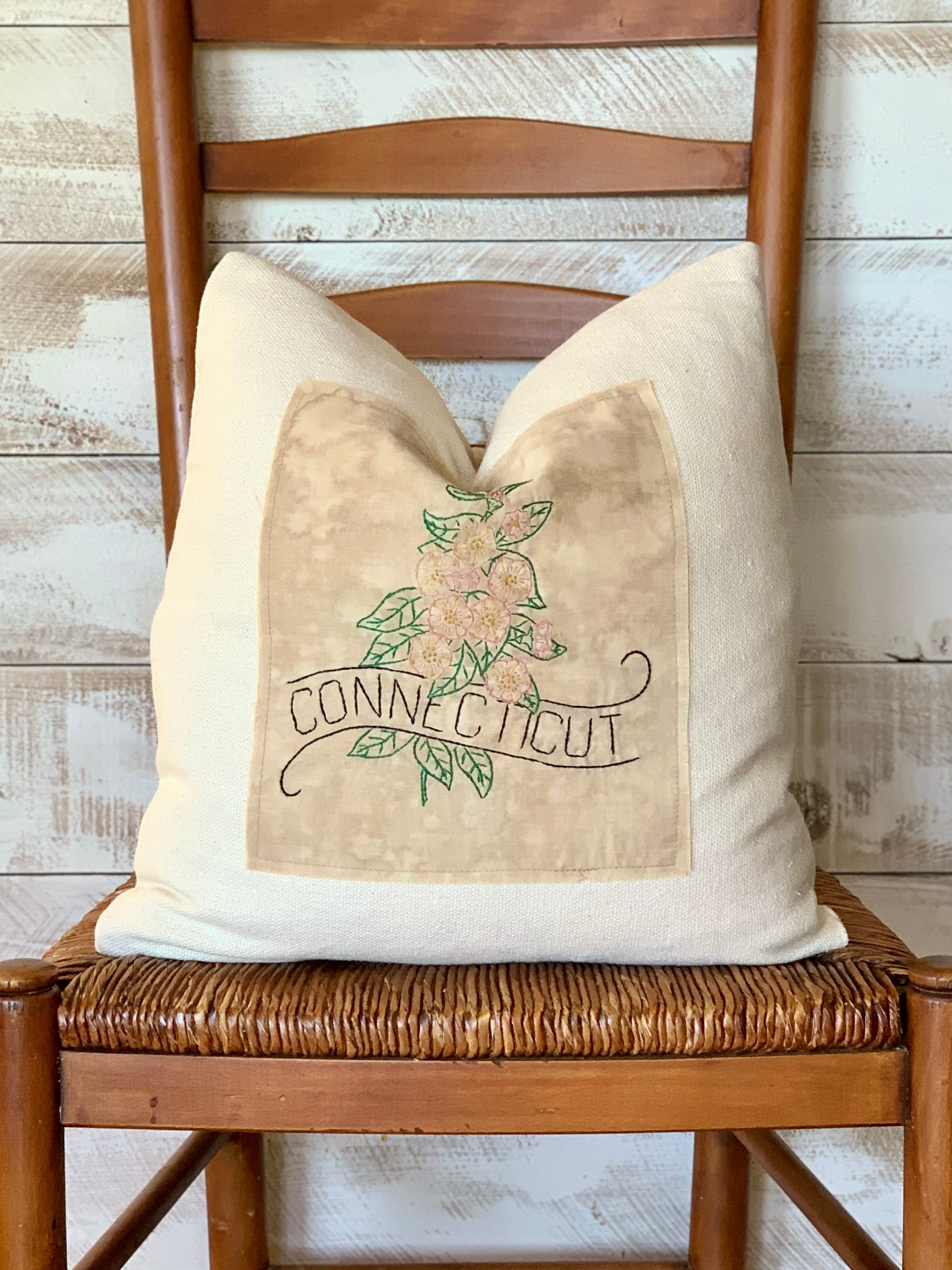 Connecticut State Pillow - Embroidered