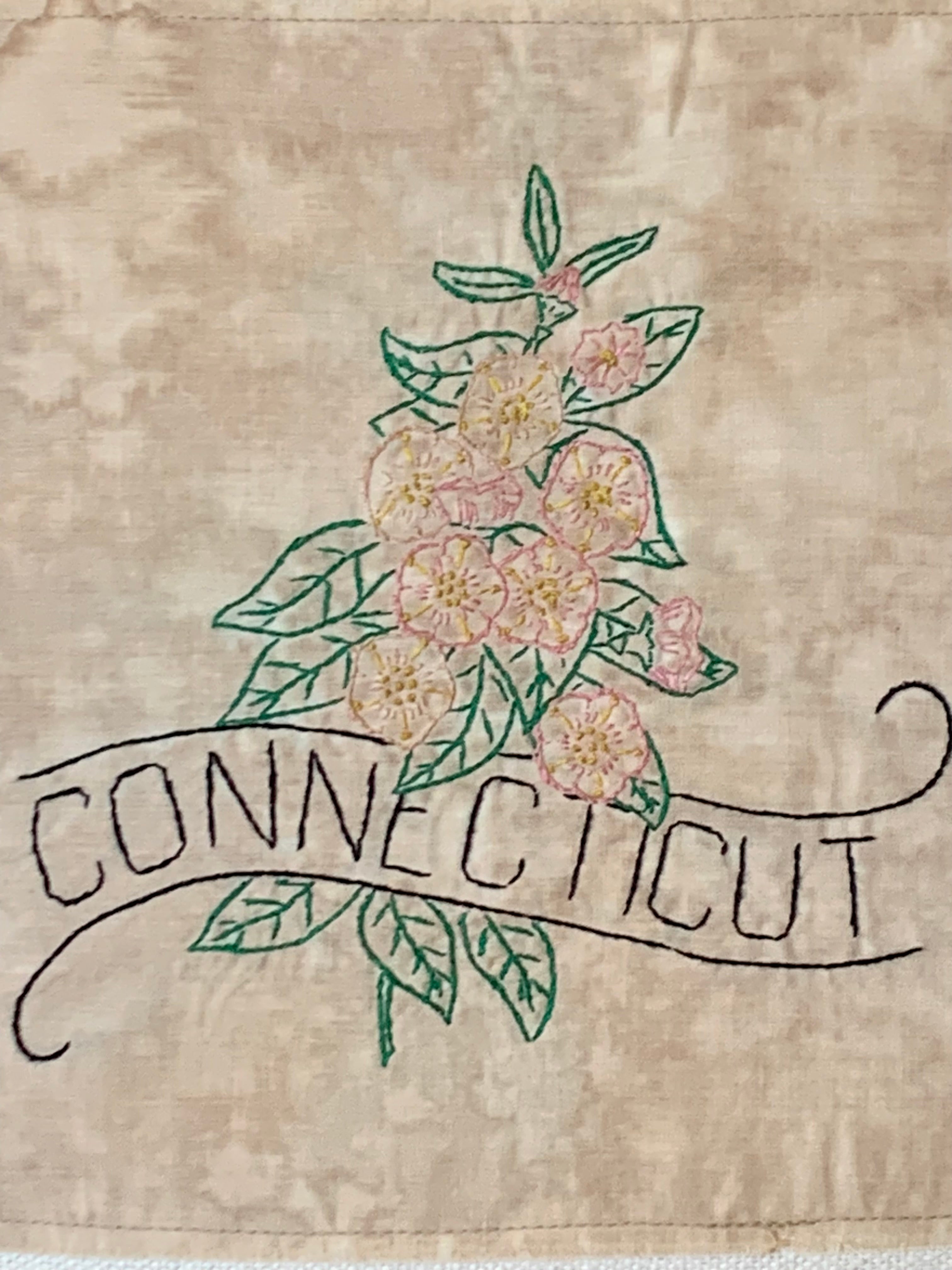 Connecticut State Pillow - Embroidered