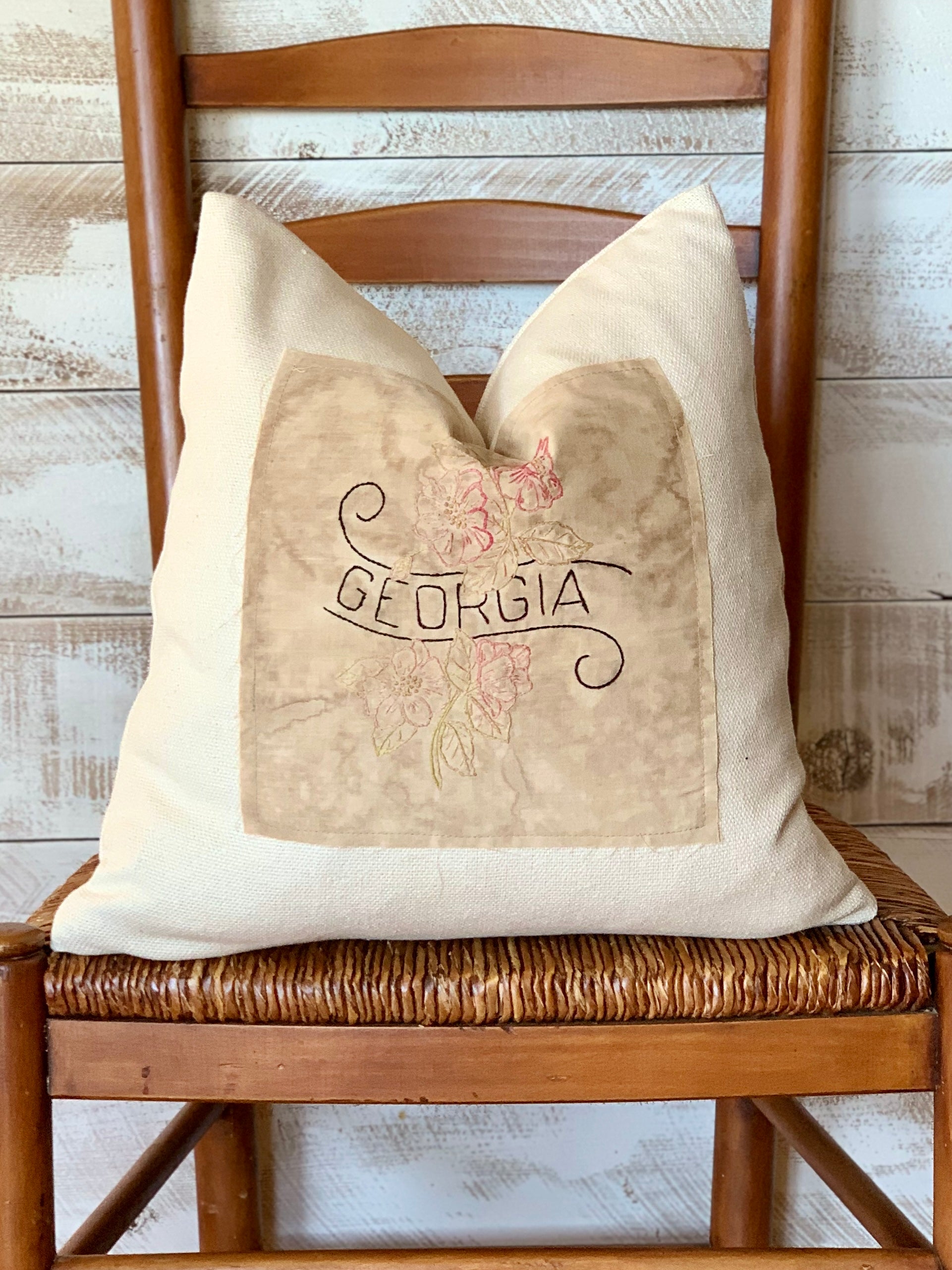 Georgia State Pillow - Embroidered