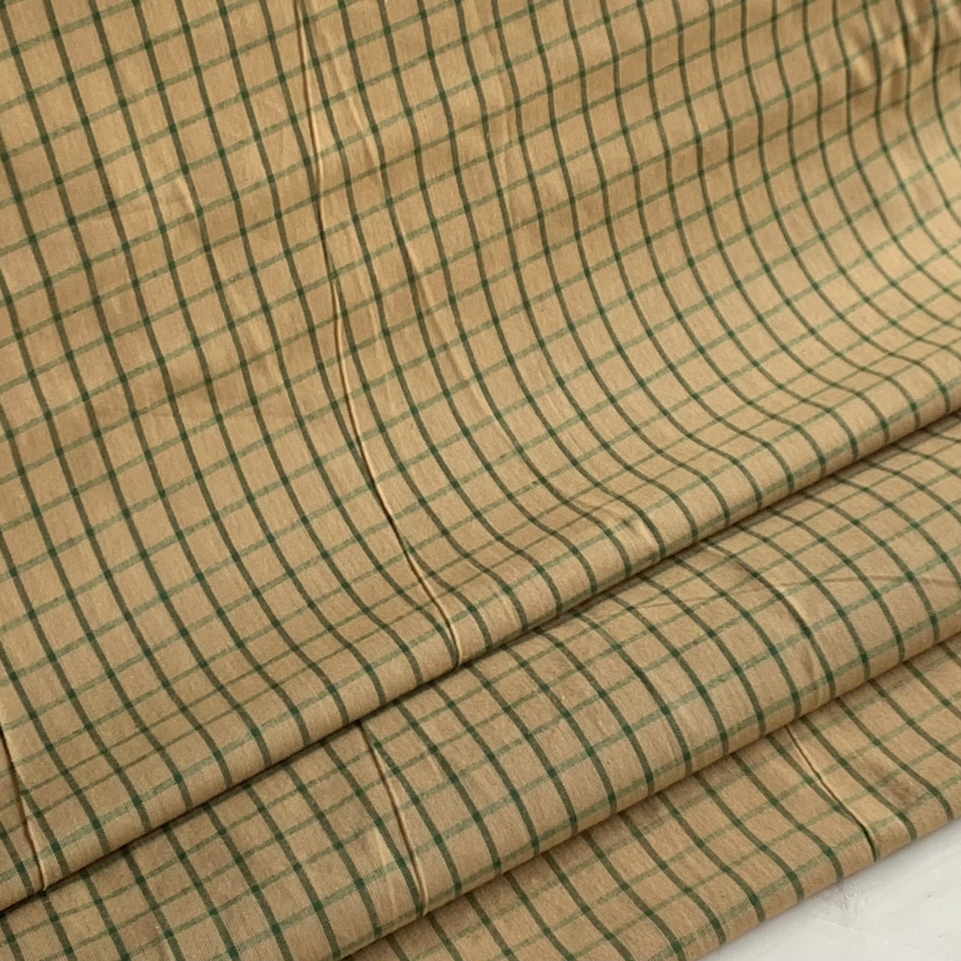 Beige and Green Plaid - Homespun Fabric - 40
