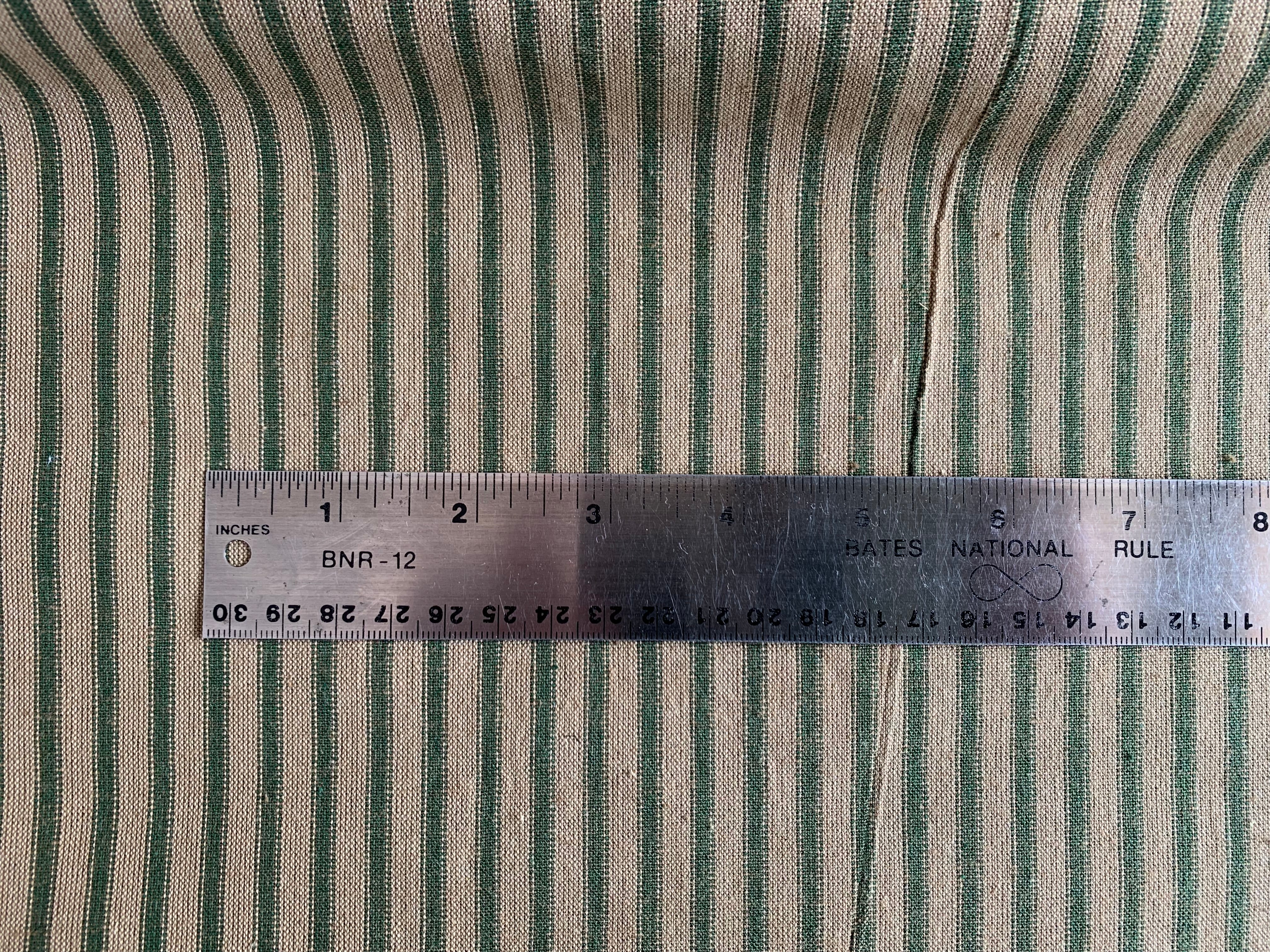Beige and Green Stripe - Homespun Fabric - 46