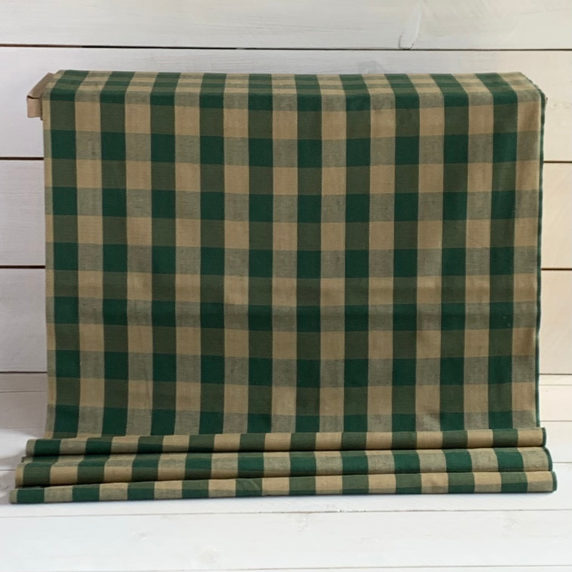 Green and Beige Buffalo Plaid - Homespun Fabric - 490
