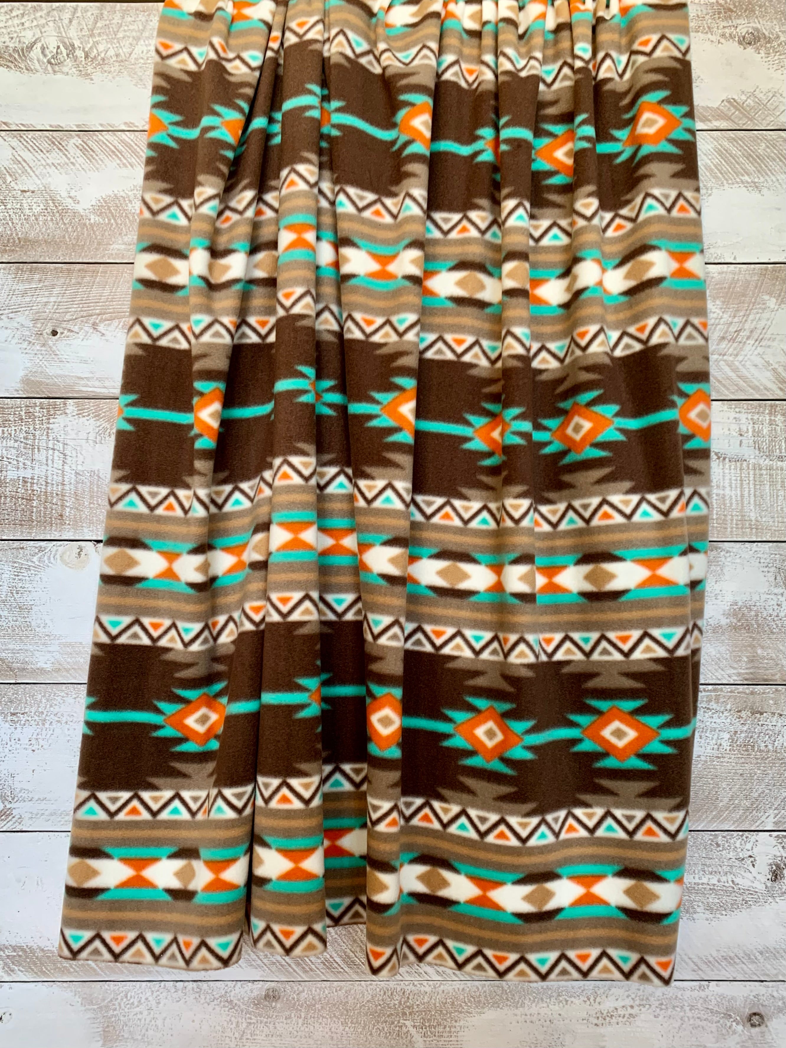 Tribal Winter Fleece - Tan, Orange, & Turquoise