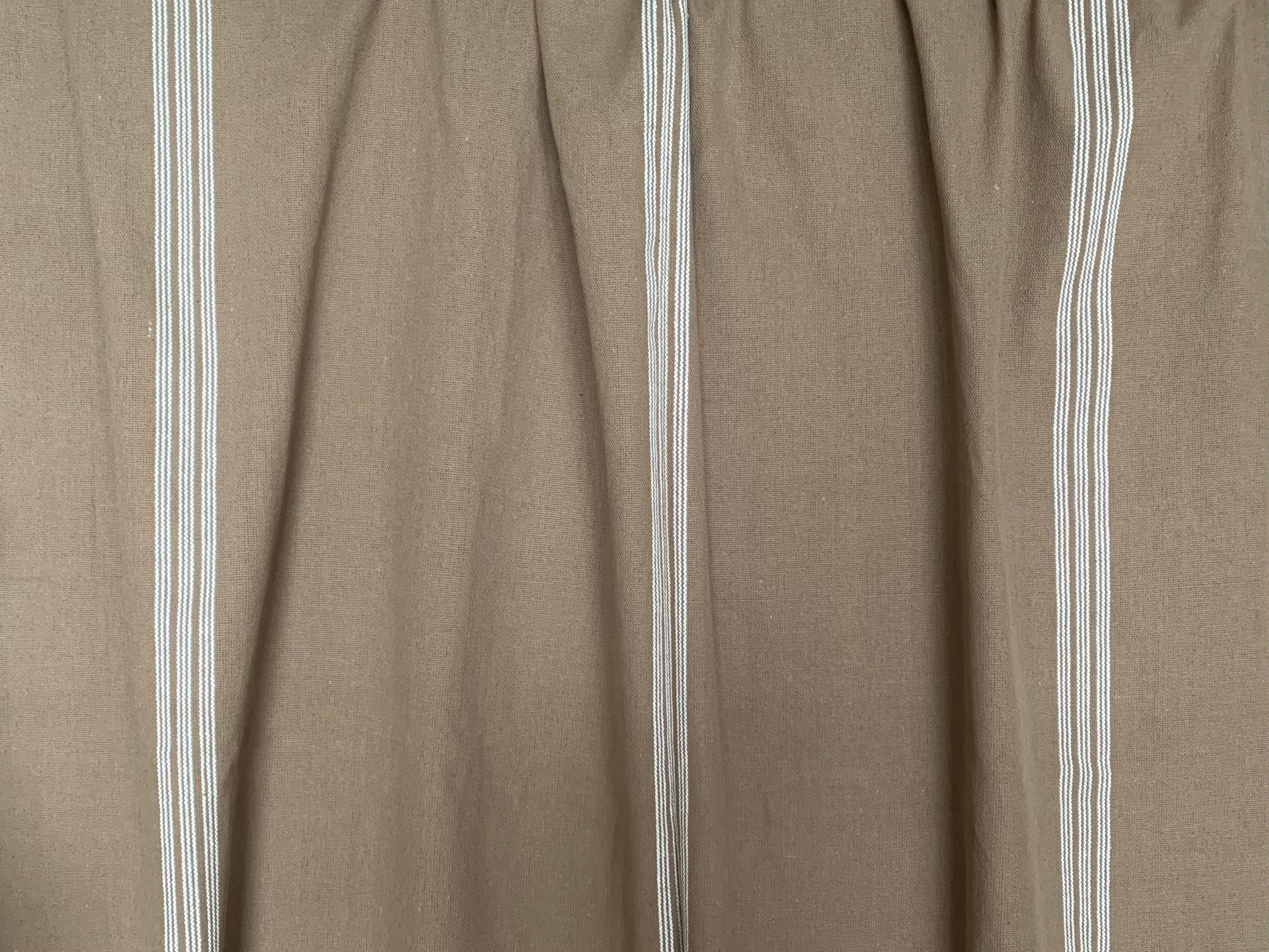 Grain Sack Fabric - White Stripes on Brown/Taupe