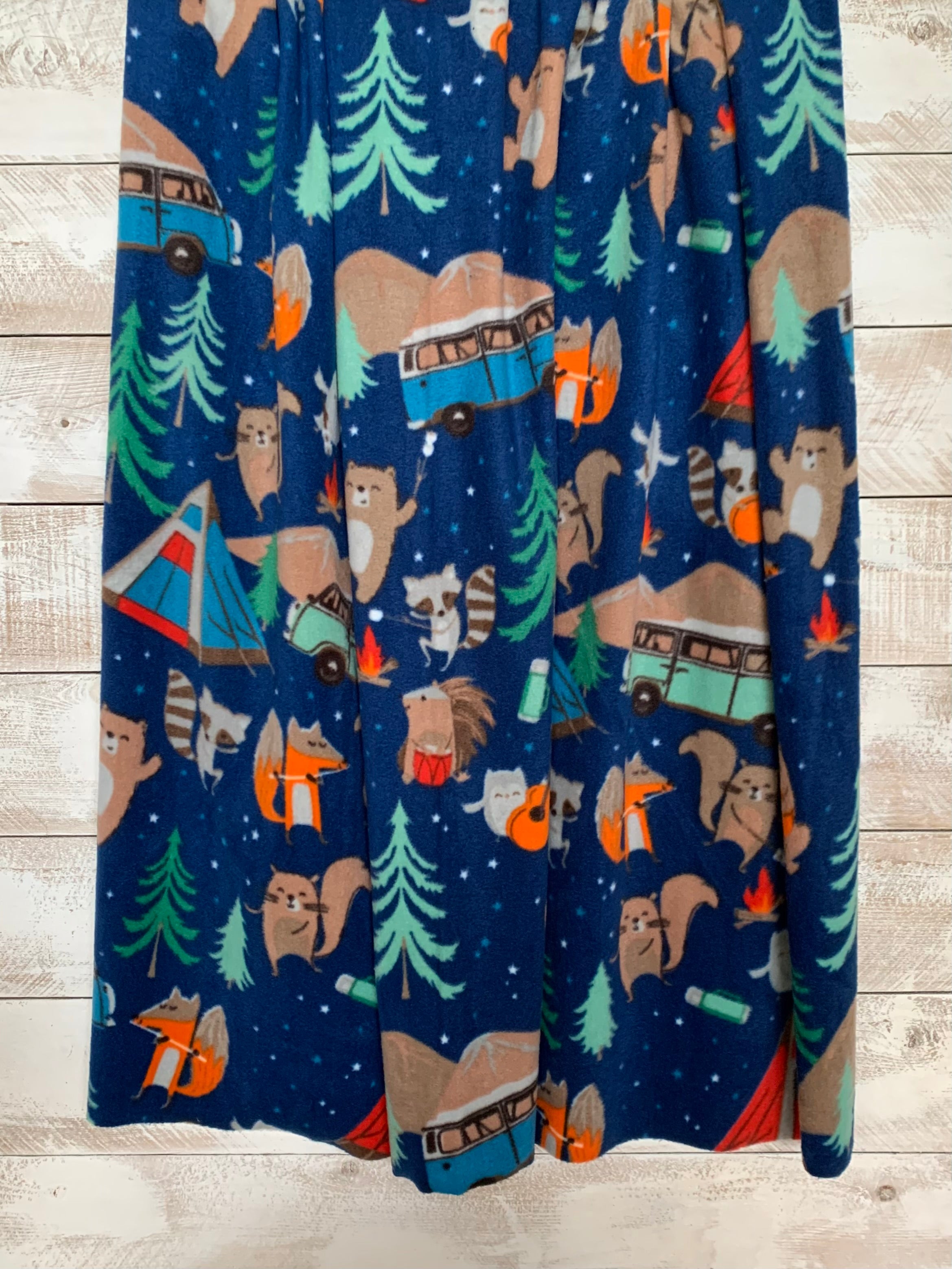 No Sew Blanket Kit - Woodland Animals Camping - Personalization Available
