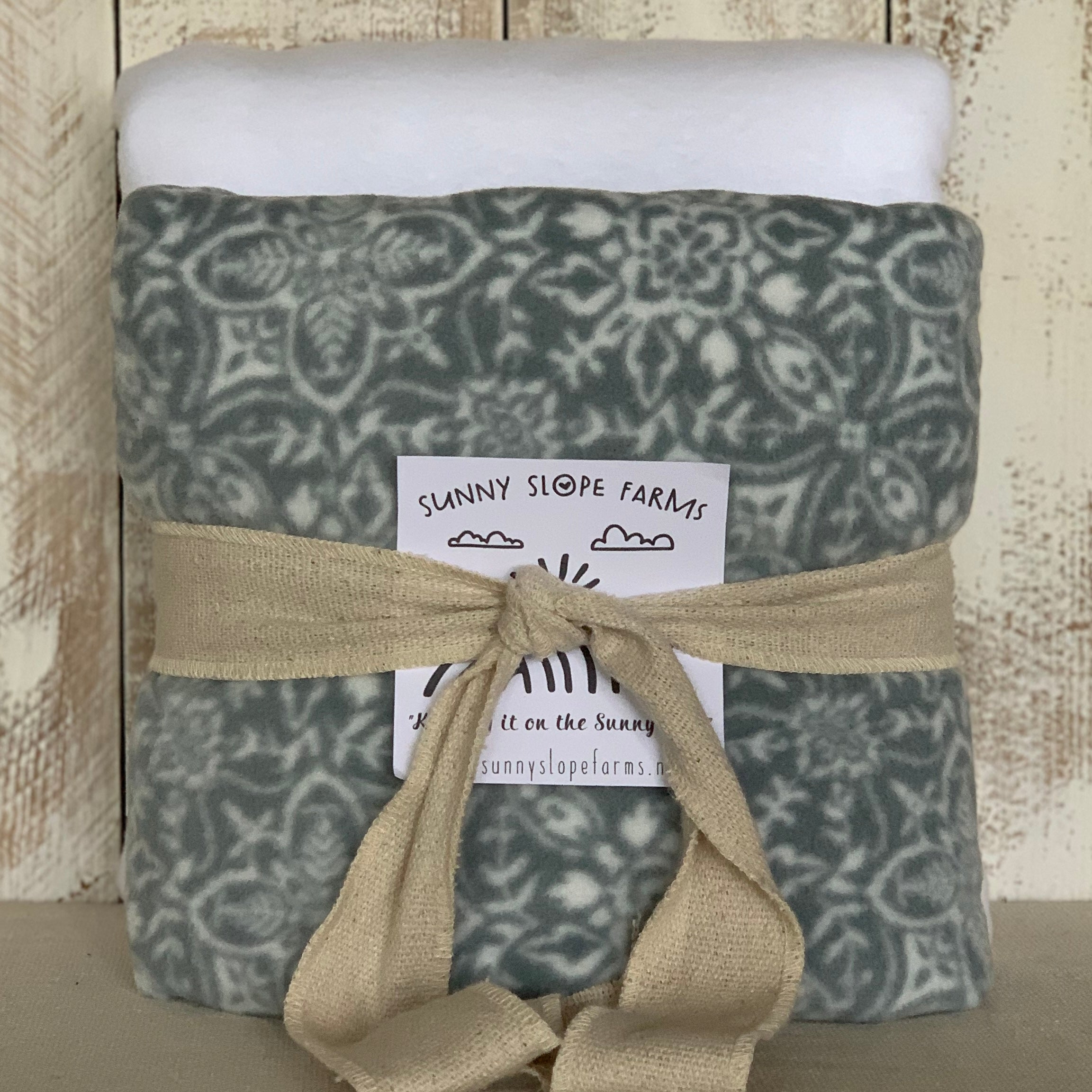 No Sew Blanket Kit - Grey Abstract Floral - Personalization Available