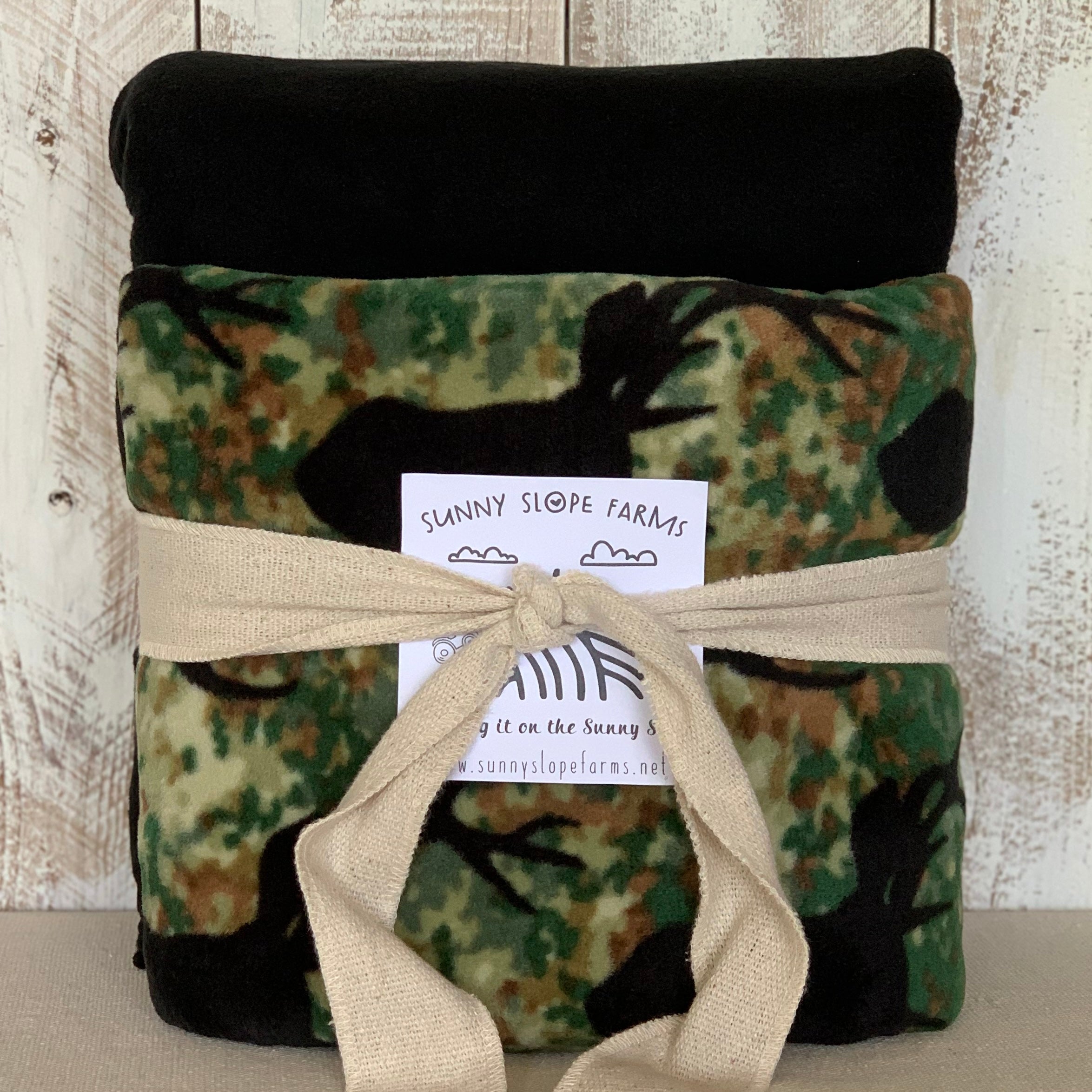 No Sew Blanket Kit - Camo Black Deer - Personalization Available