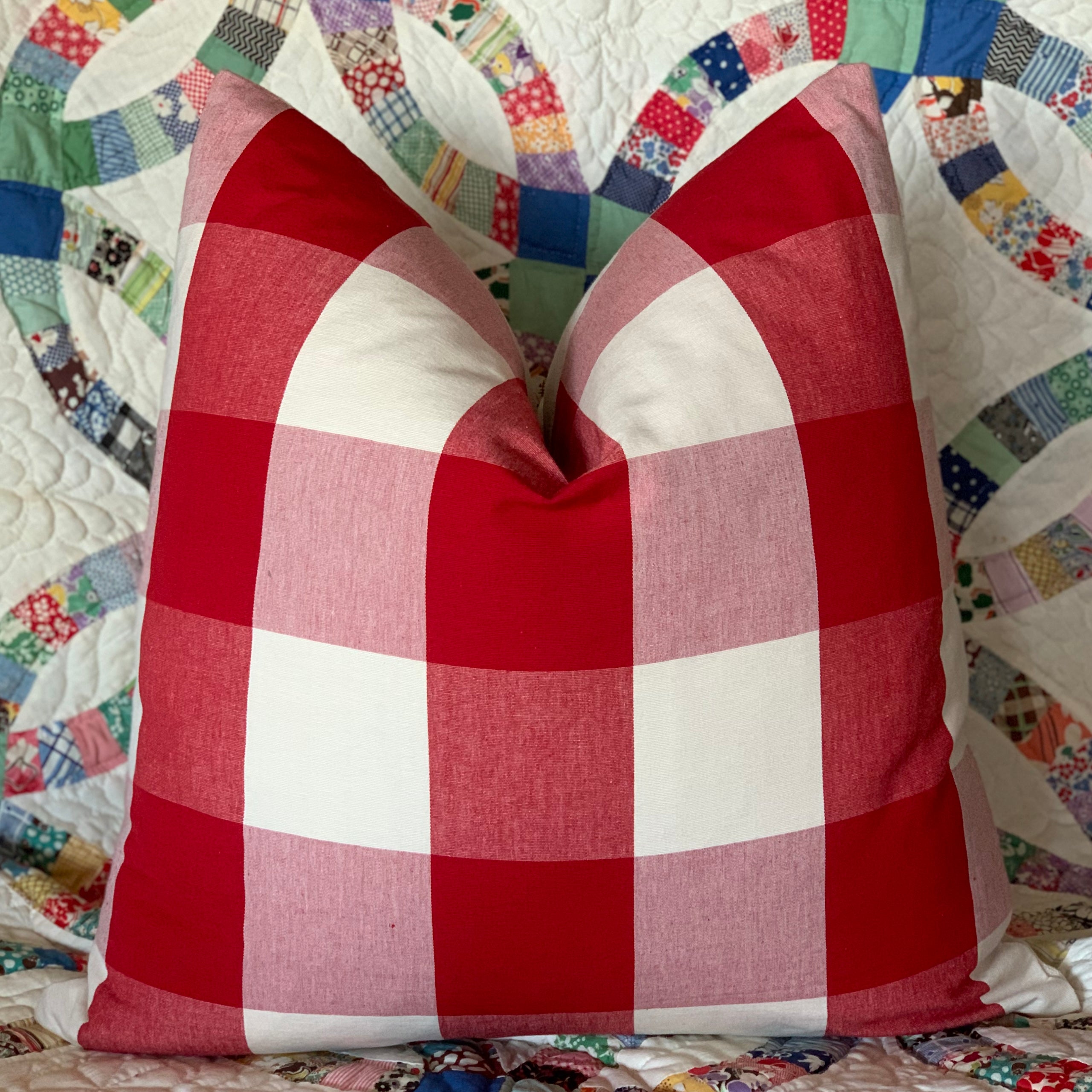 Red Buffalo Plaid Large Check Farmhouse Pillow