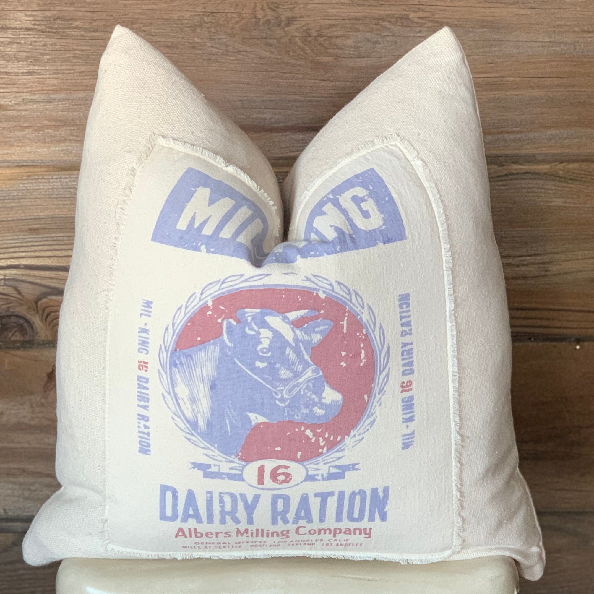 Grain and Feed Sack Cow Pillow Farmhouse Pillow
