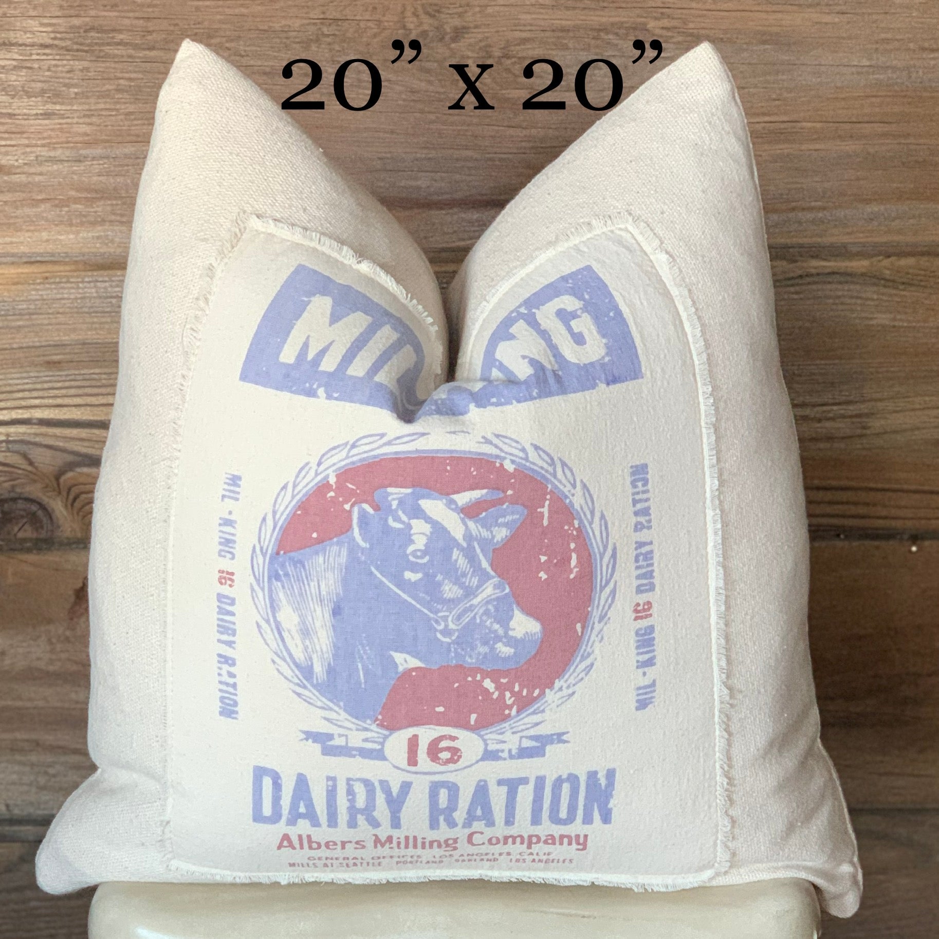 Grain and Feed Sack Cow Pillow Farmhouse Pillow