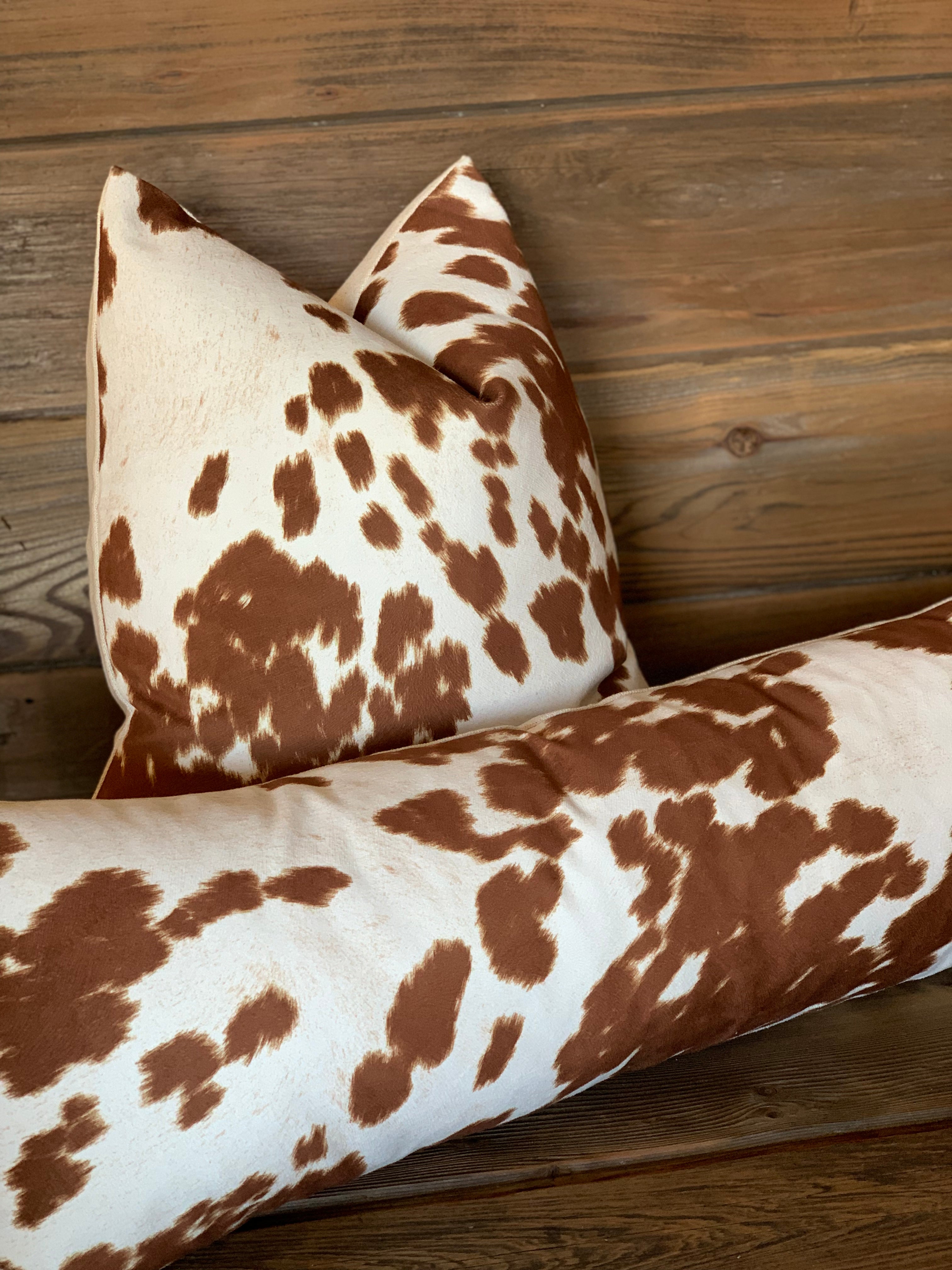 Faux Cowhide Pillow - Rust/Brown