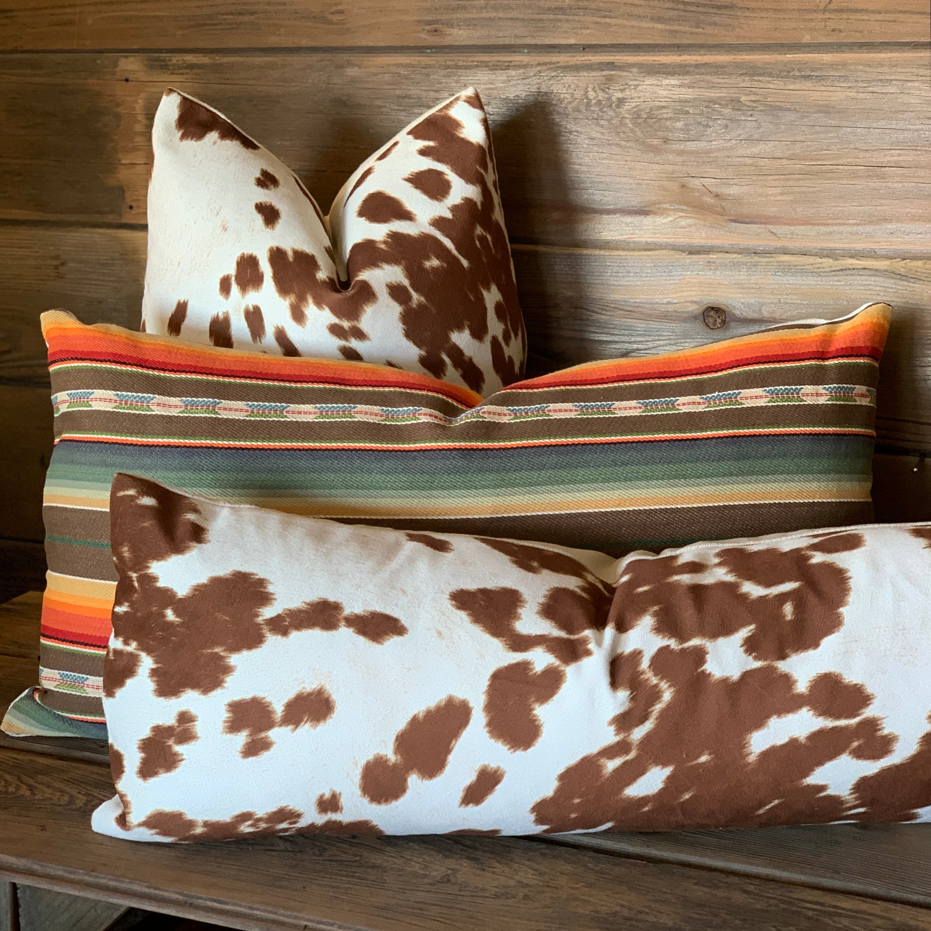 Faux Cowhide Pillow - Rust/Brown