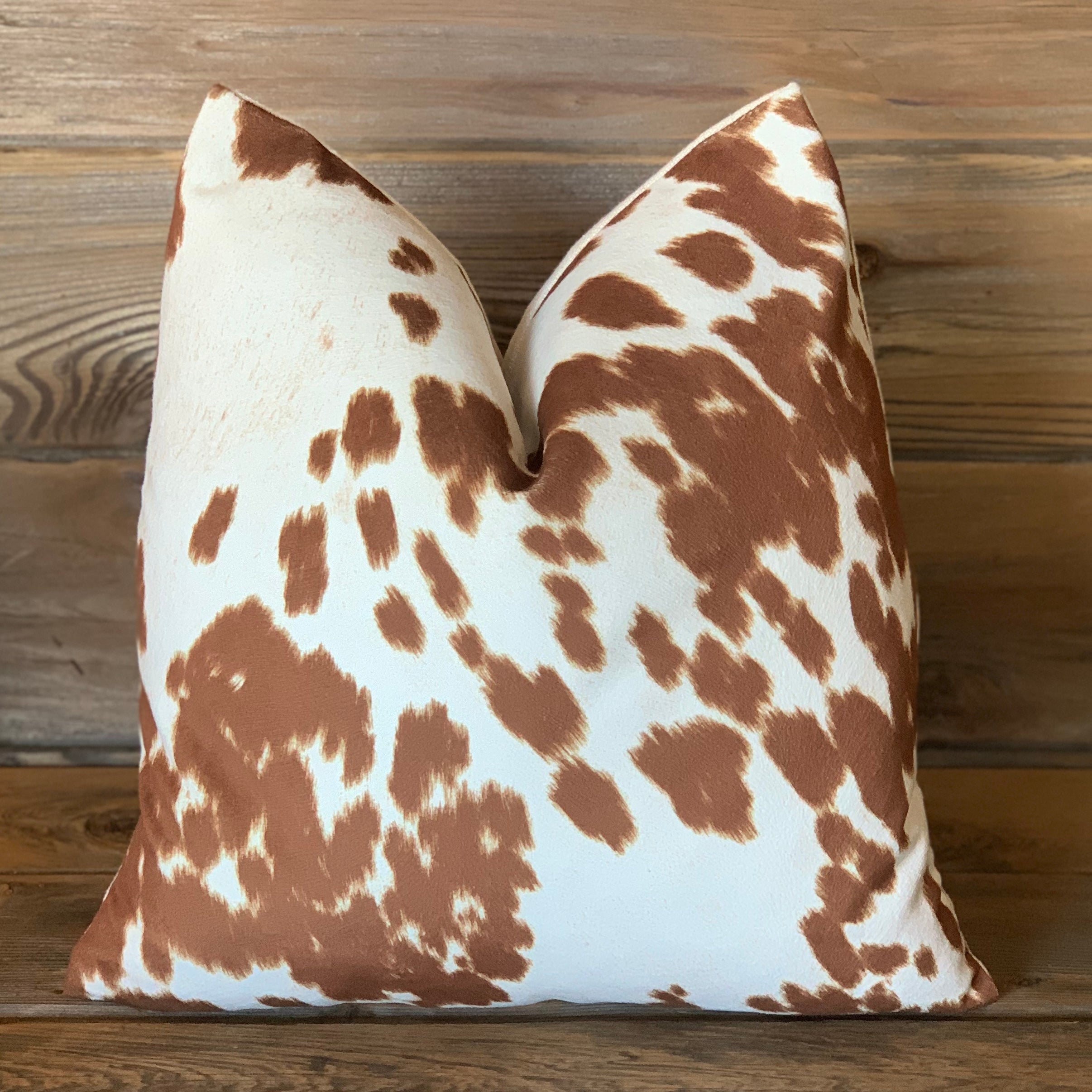 Faux Cowhide Pillow - Rust/Brown