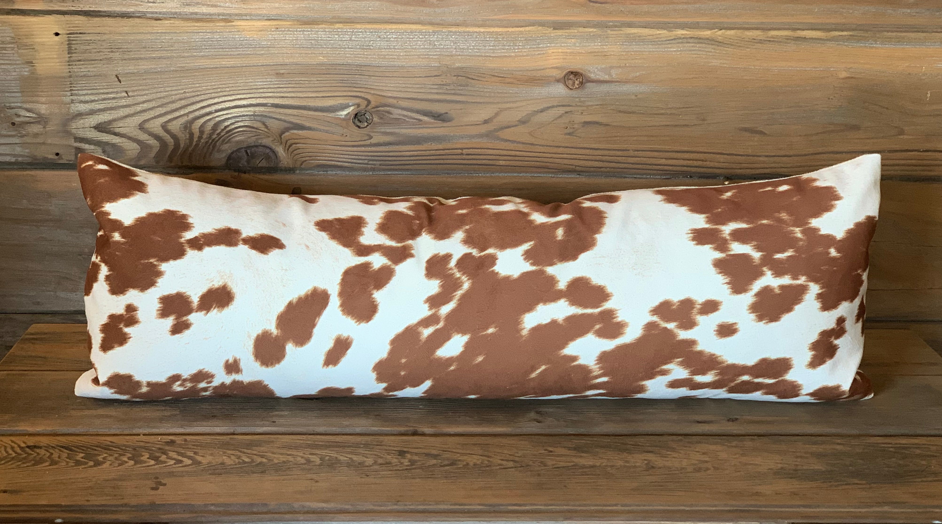 Faux Cowhide Pillow - Rust/Brown