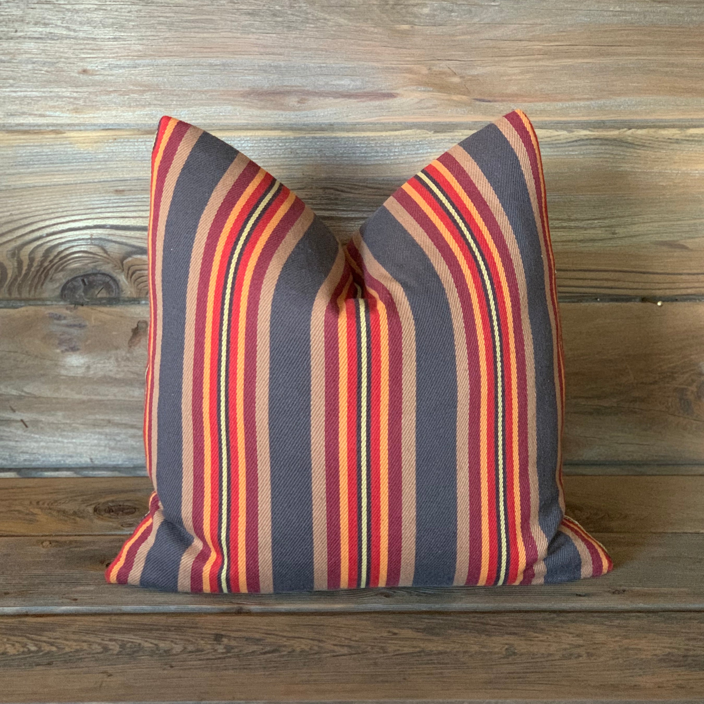 Serape Style Brown and Burgundy Pillow