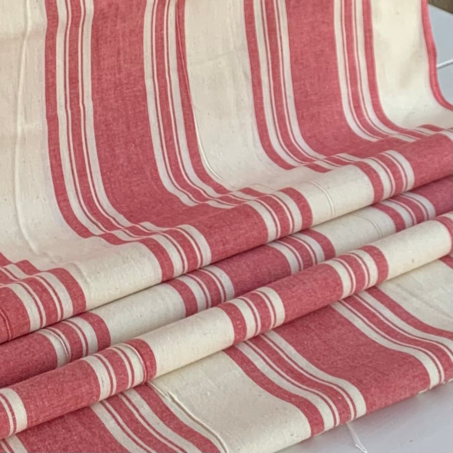 Red and Cream Stripe - Homespun Fabric