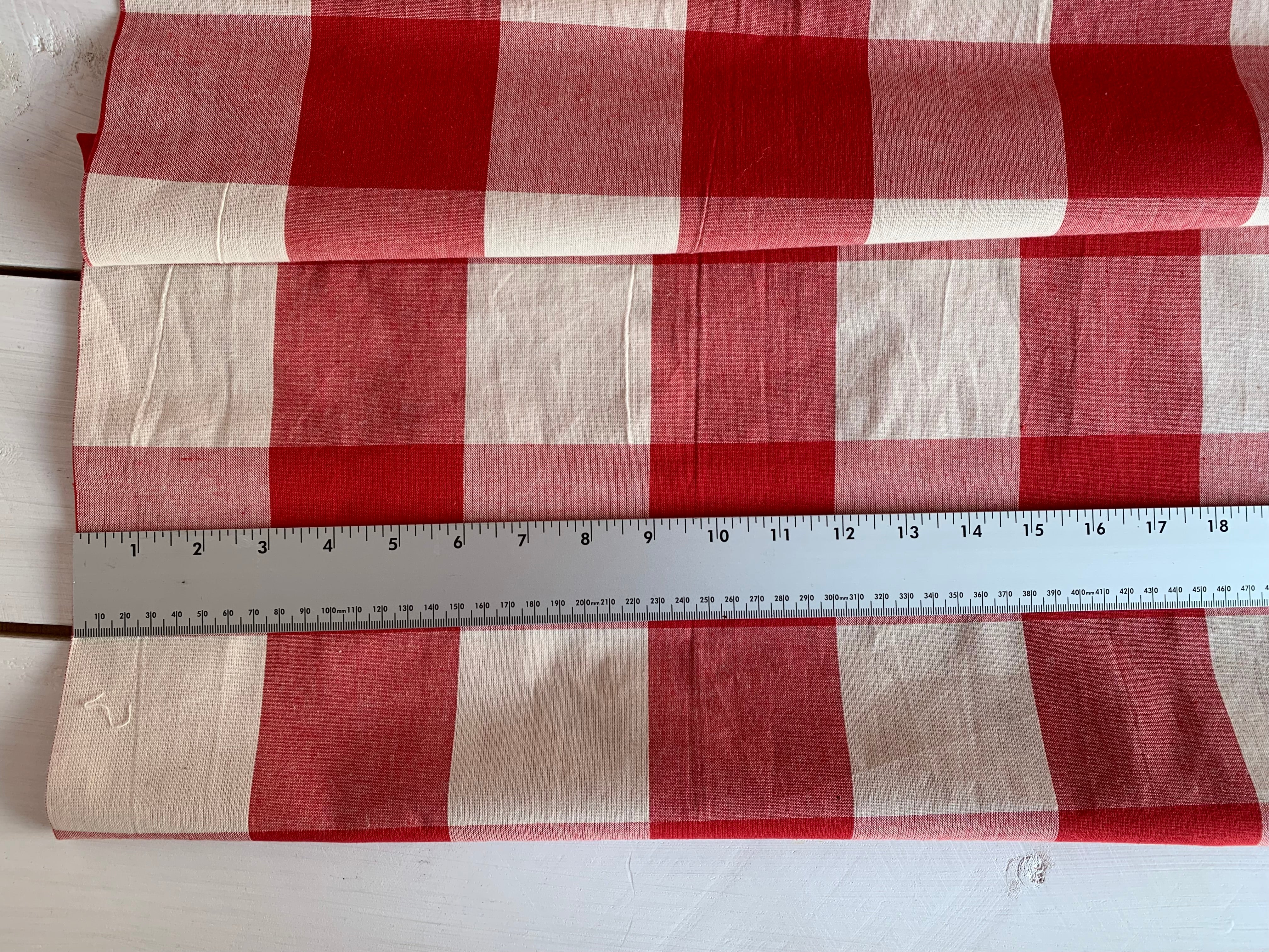 Red and Cream Buffalo Plaid - Homespun Fabric