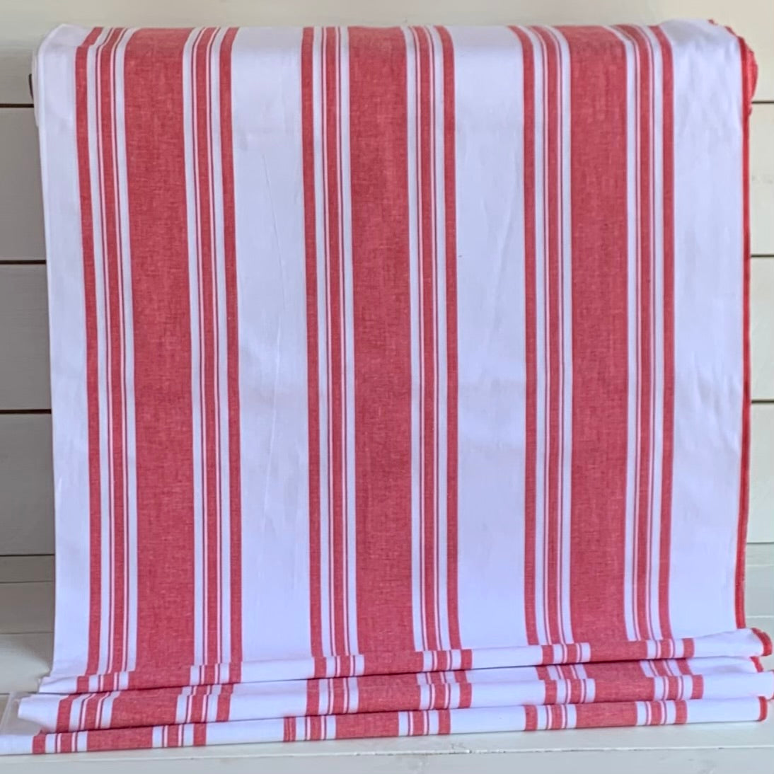 Red and White Stripe - Homespun Fabric