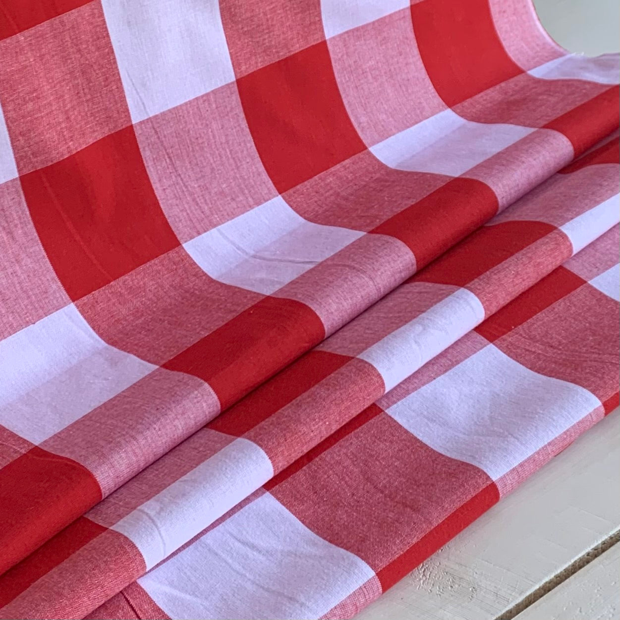 Red and White Buffalo Plaid - Homespun Fabric