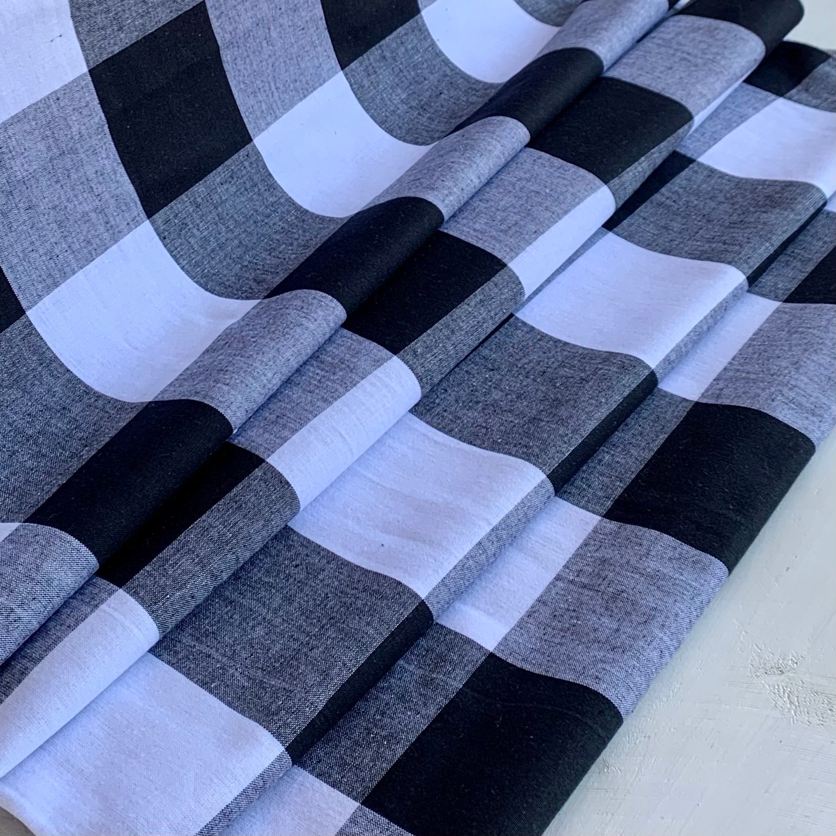 Black and White Buffalo Plaid - Homespun Fabric