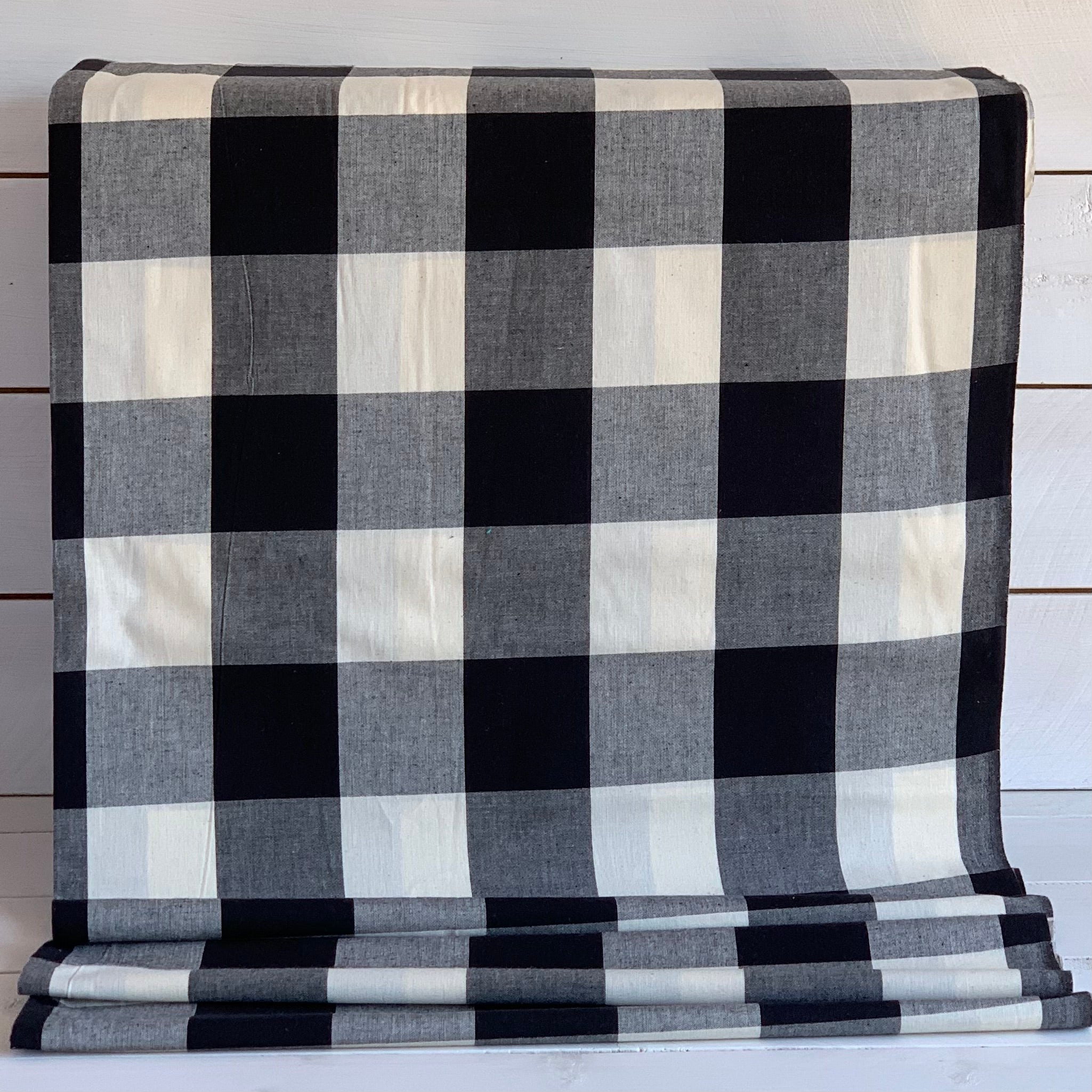 Black and Cream Buffalo Plaid - Homespun Fabric