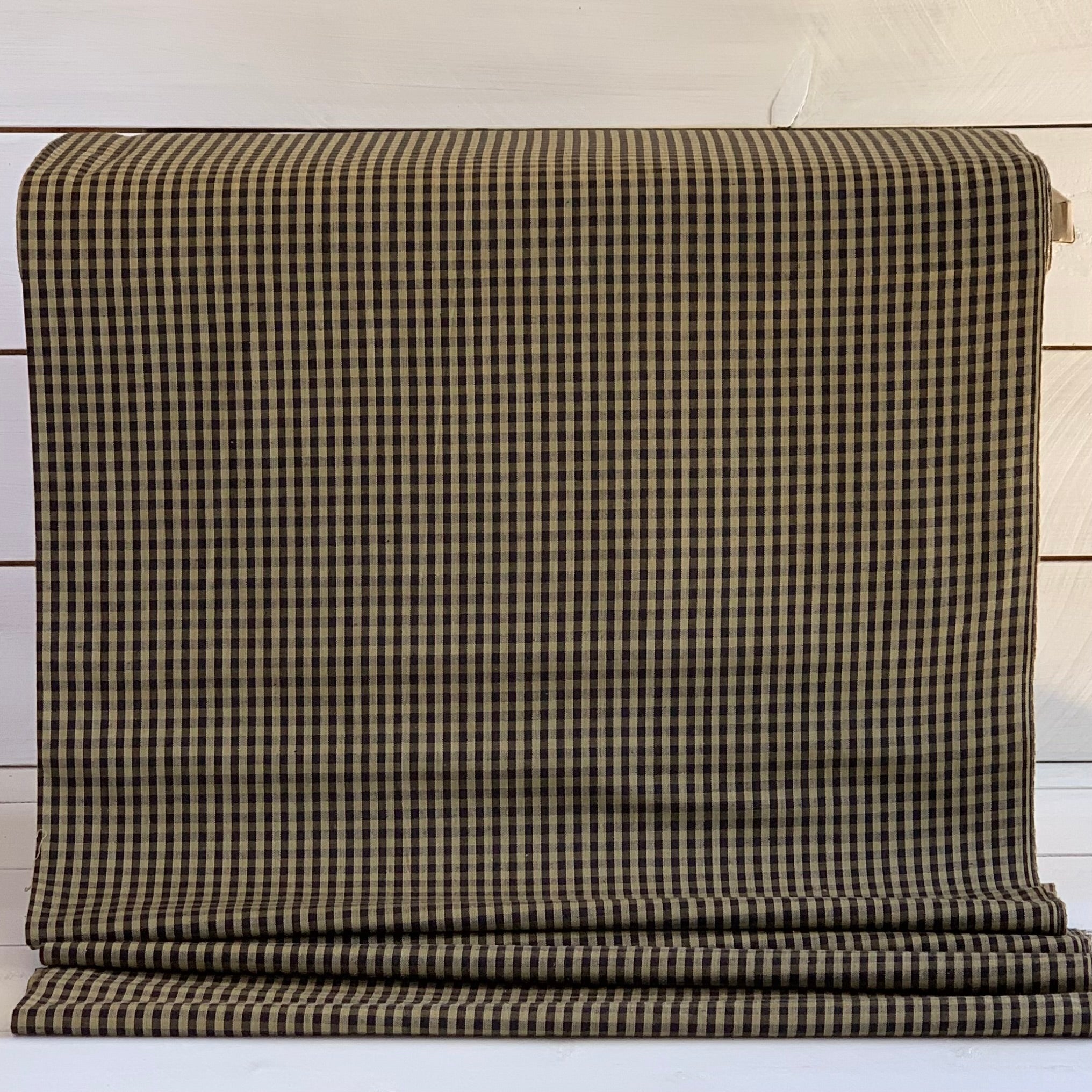 Black and Beige Mini Check Plaid - Homespun Fabric