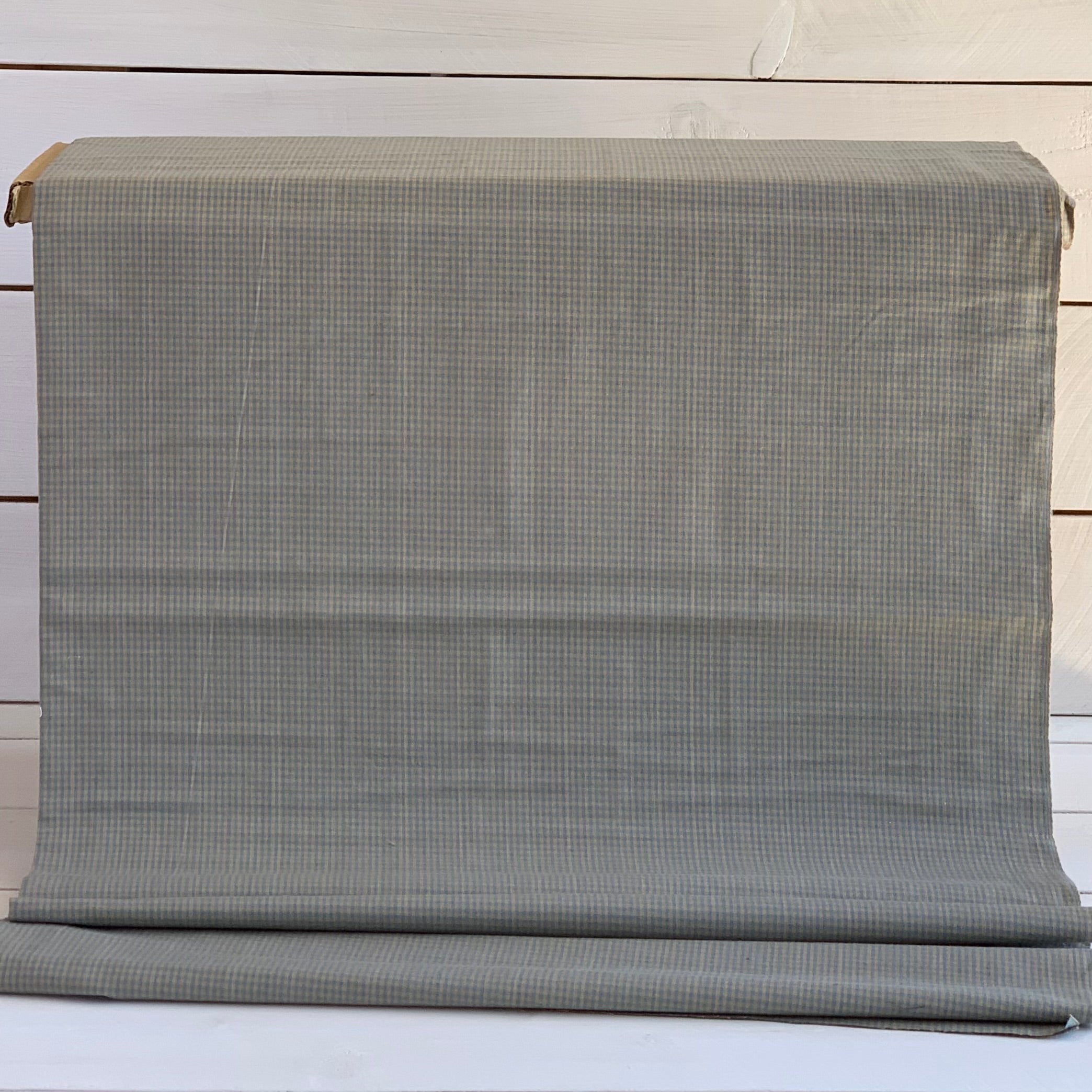 Slate Blue and Beige Mini Check Plaid - Homespun Fabric