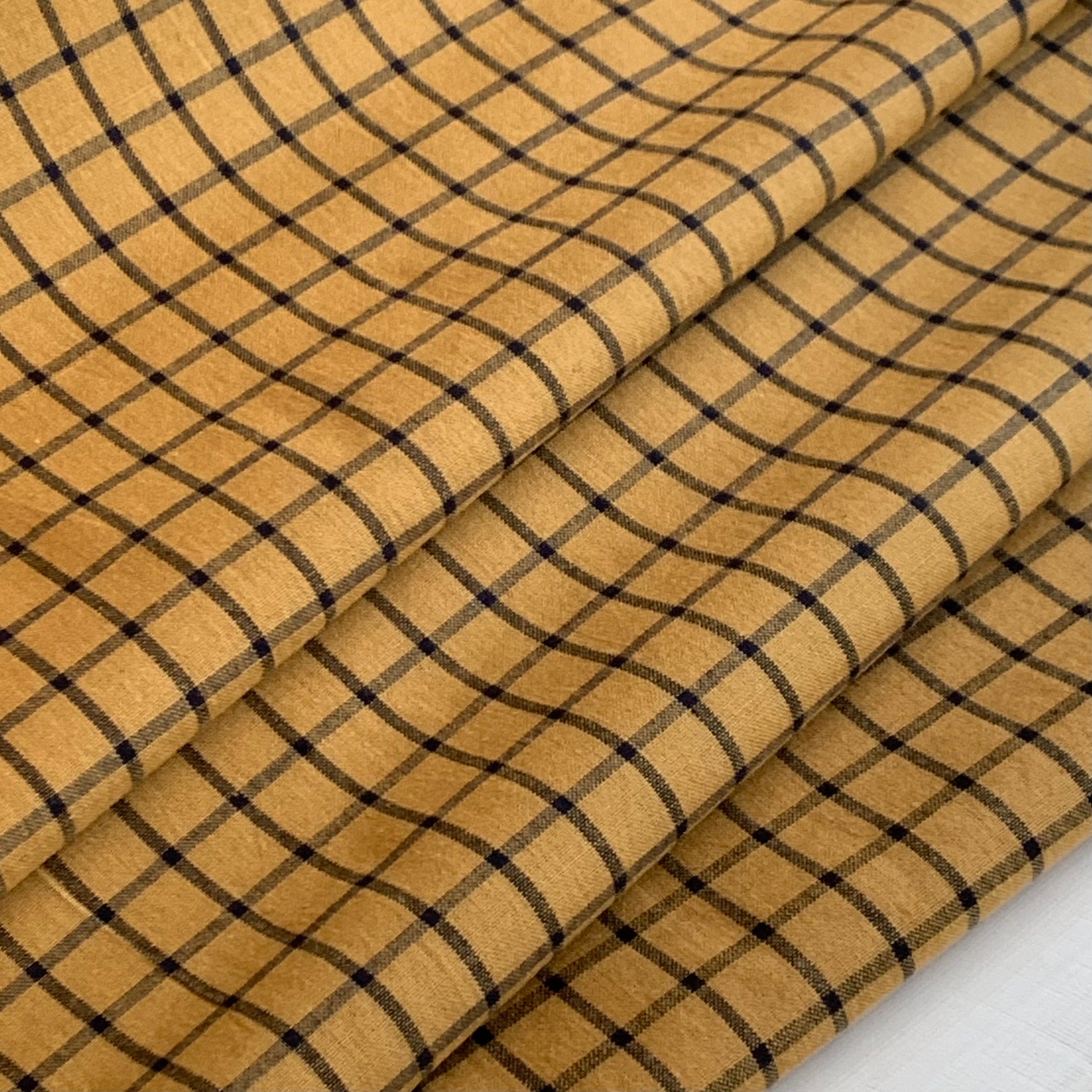 Mustard and Black Plaid - Homespun Fabric