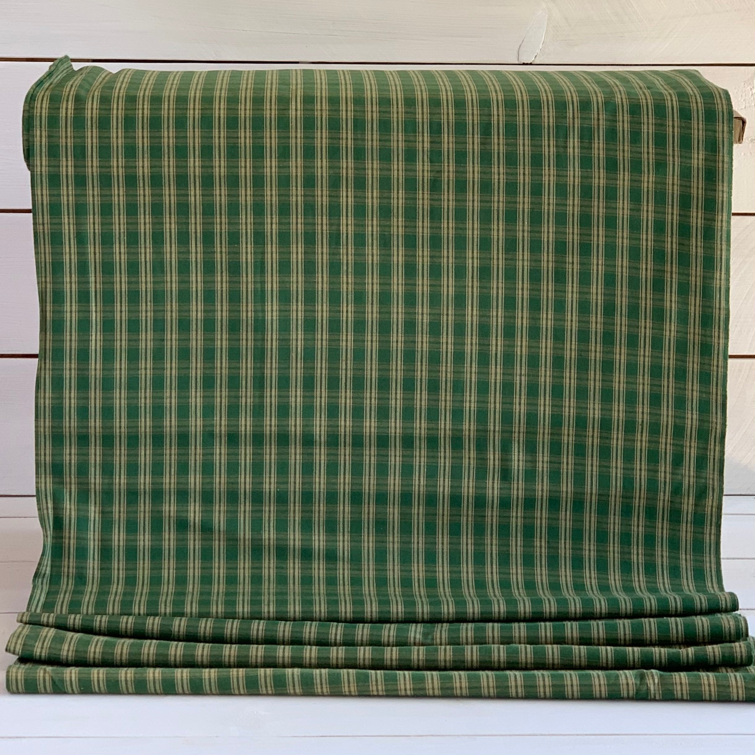 Green and Beige Plaid - Homespun Fabric -41