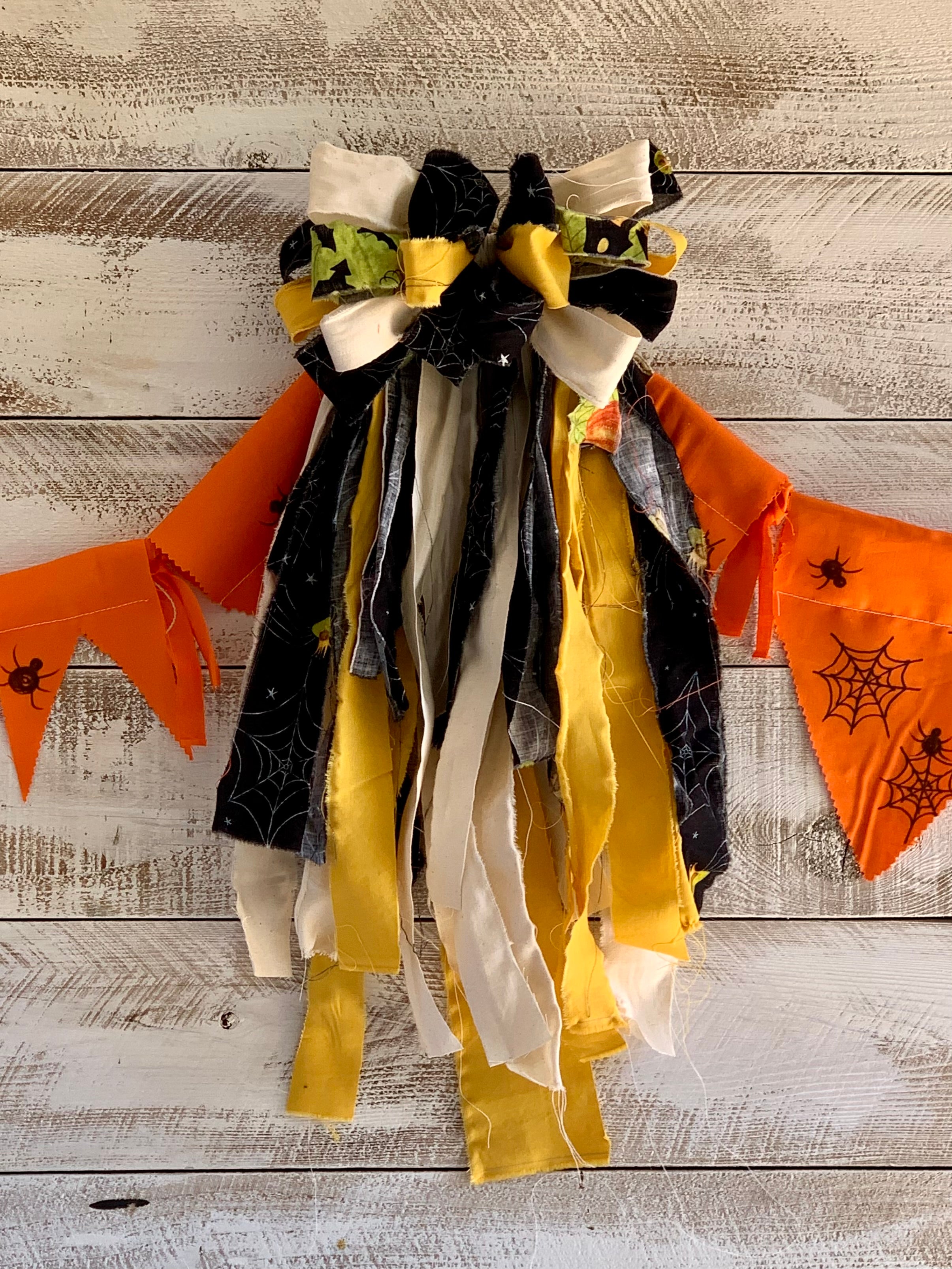 Halloween Rag Bow - Orange or Yellow