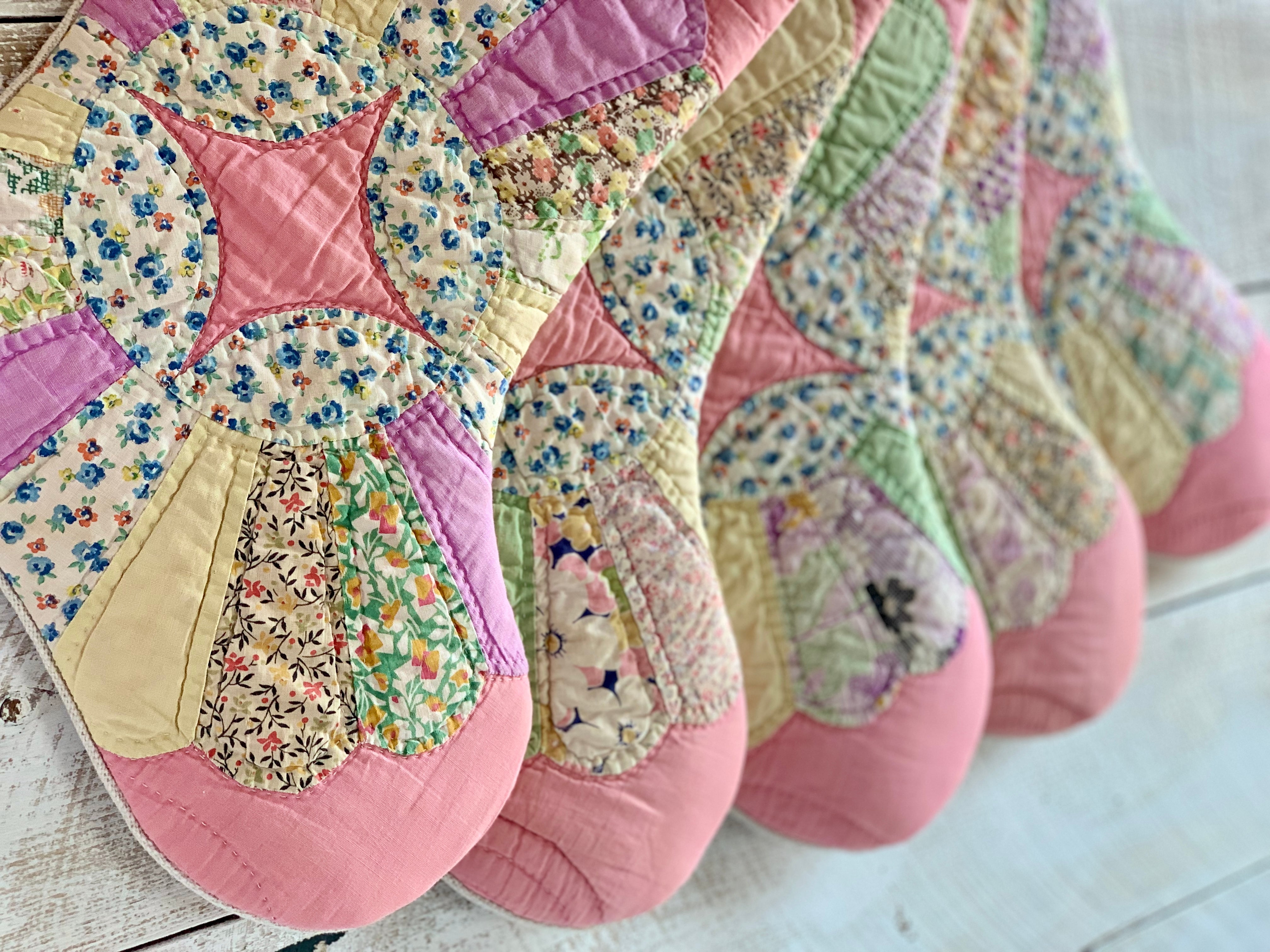 Vintage Quilt Christmas Stocking - Pink