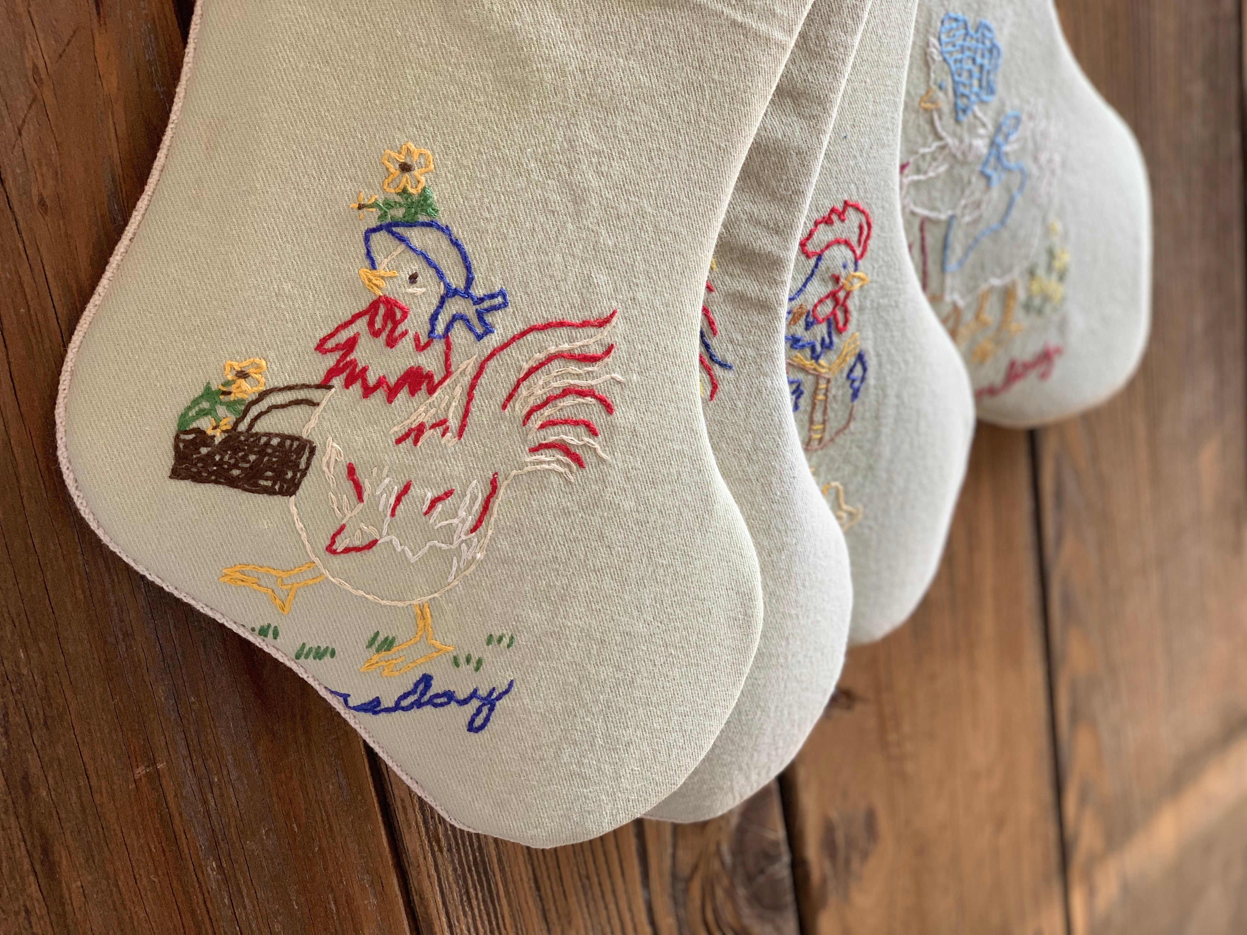 Upcycled Vintage Linens - Rooster and Hen Collection