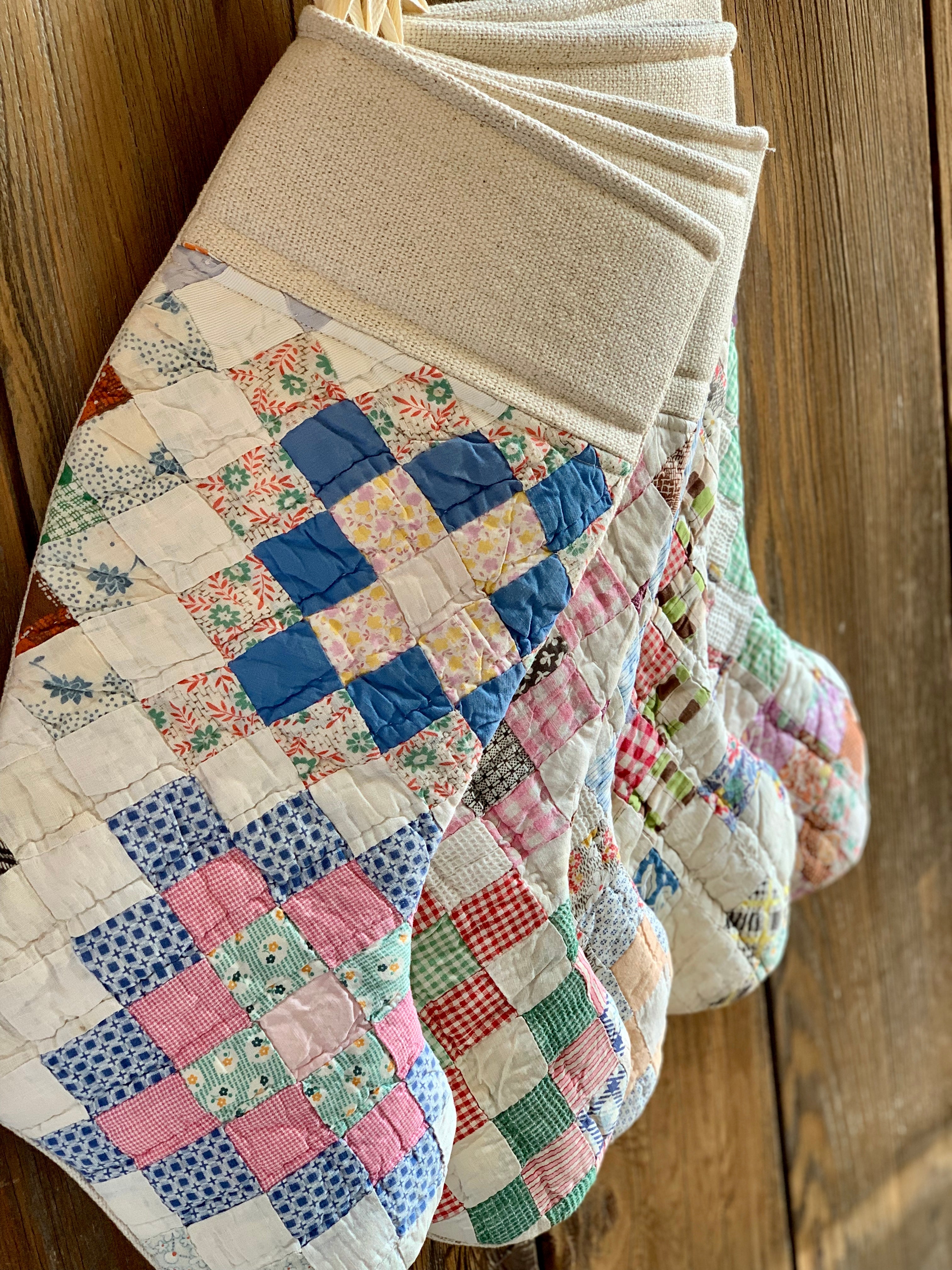 Vintage Quilt Christmas Stocking