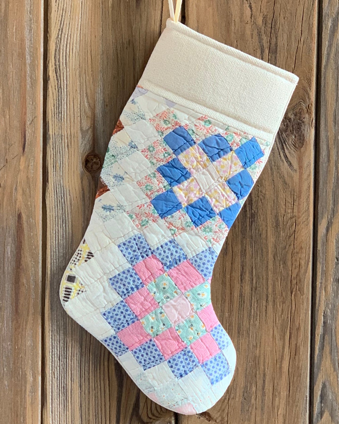 Vintage Quilt Christmas Stocking