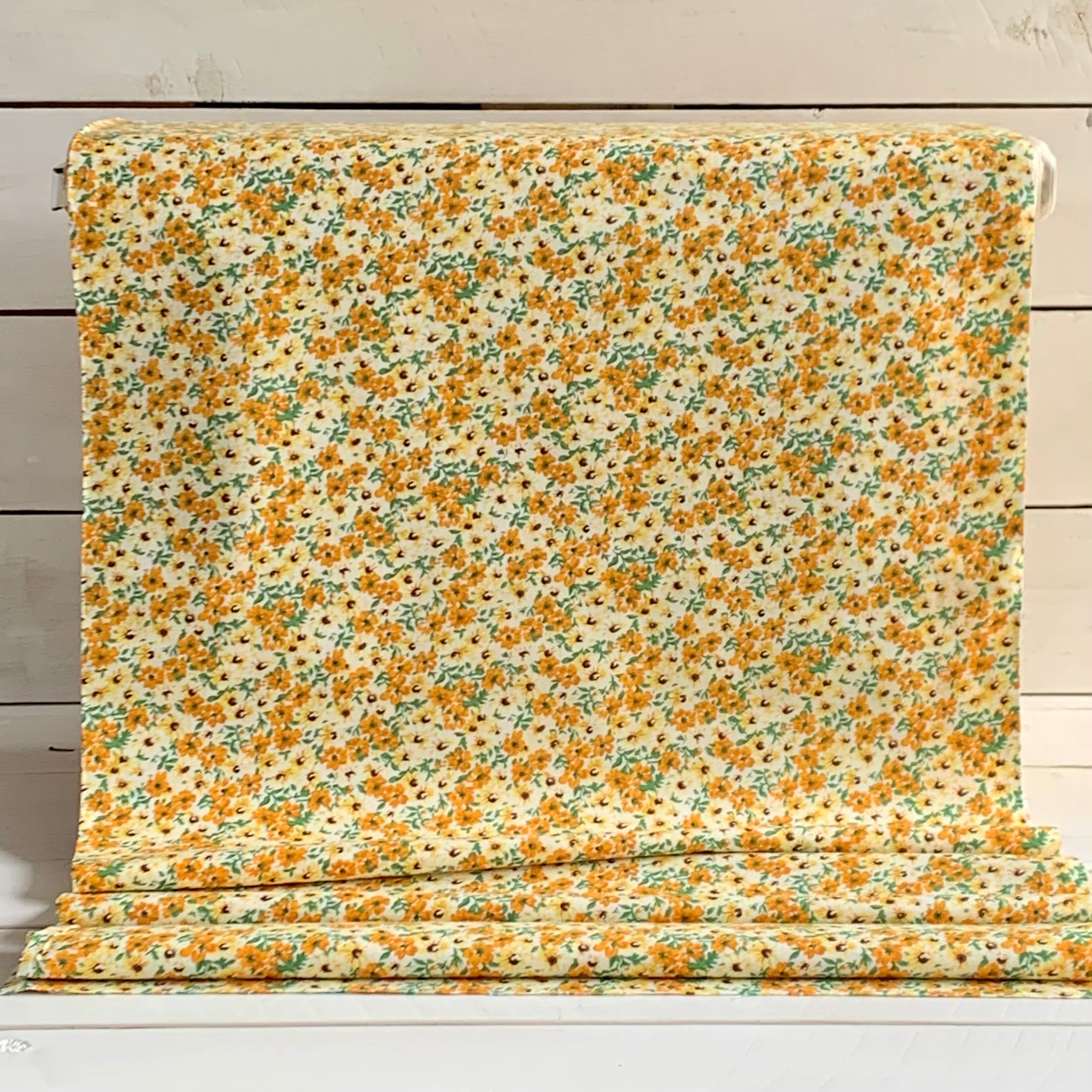 Reproduction Feed Sack Floral Fabric - Yellow