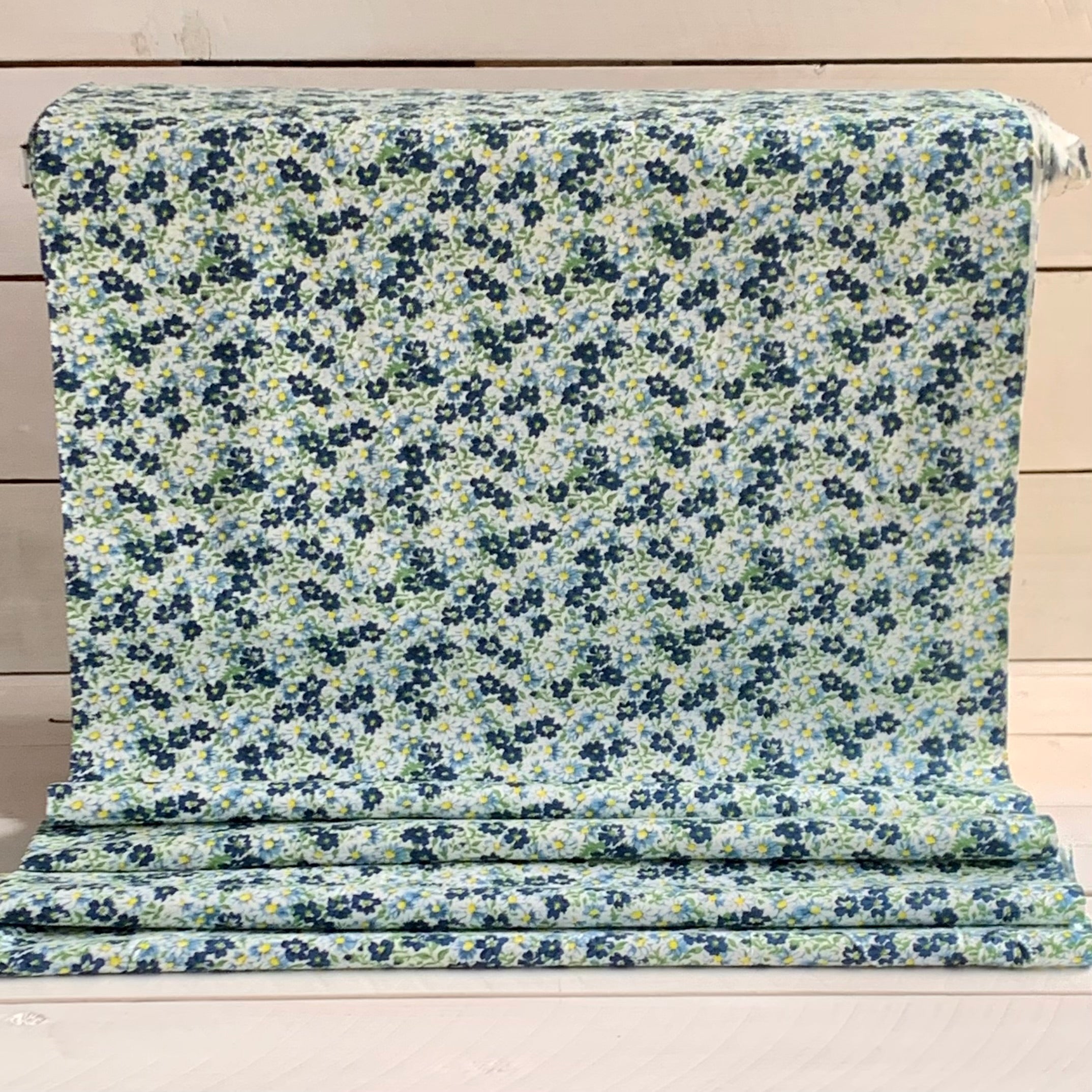 Reproduction Feed Sack Floral Fabric - Navy