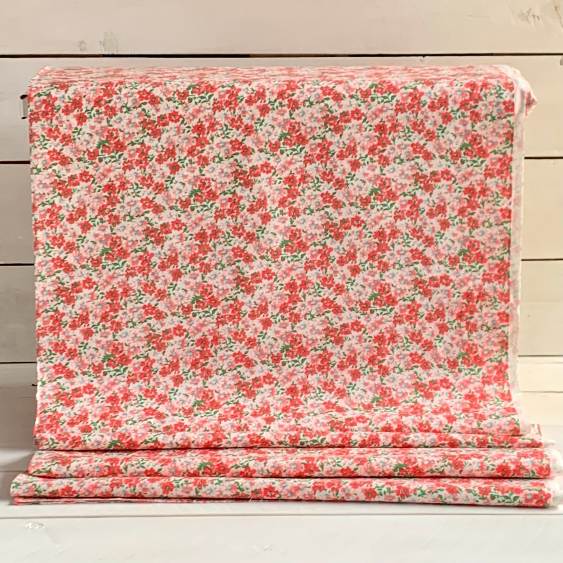 Reproduction Feed Sack Floral Fabric - Pink