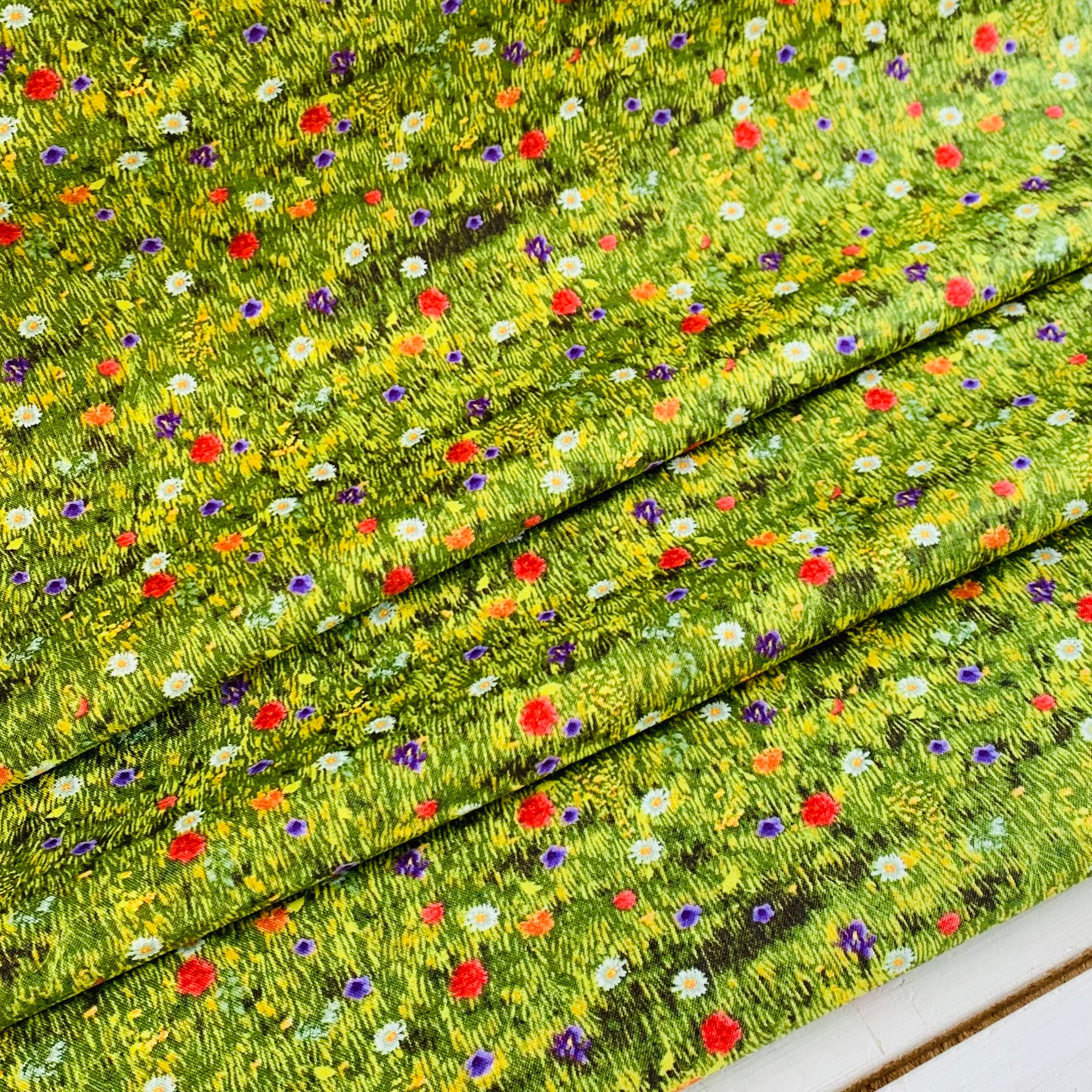 Wildflowers From Farmers Market Collection by Whistler Studios and Milled by Windham Fabrics, Pattern 52768-7 Grass Cotton Fabric