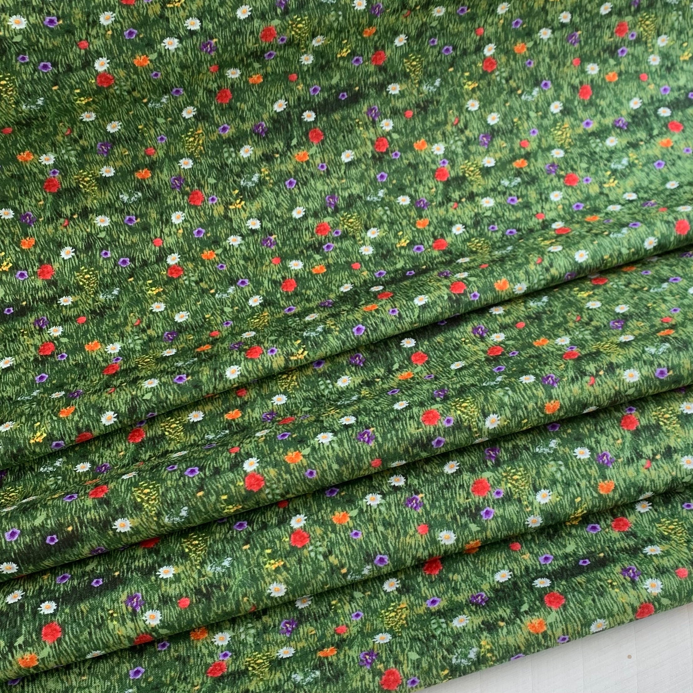 Wildflowers From Farmers Market Collection by Whistler Studios and Milled by Windham Fabrics, Pattern 52768-6 Dark Green Cotton Fabric