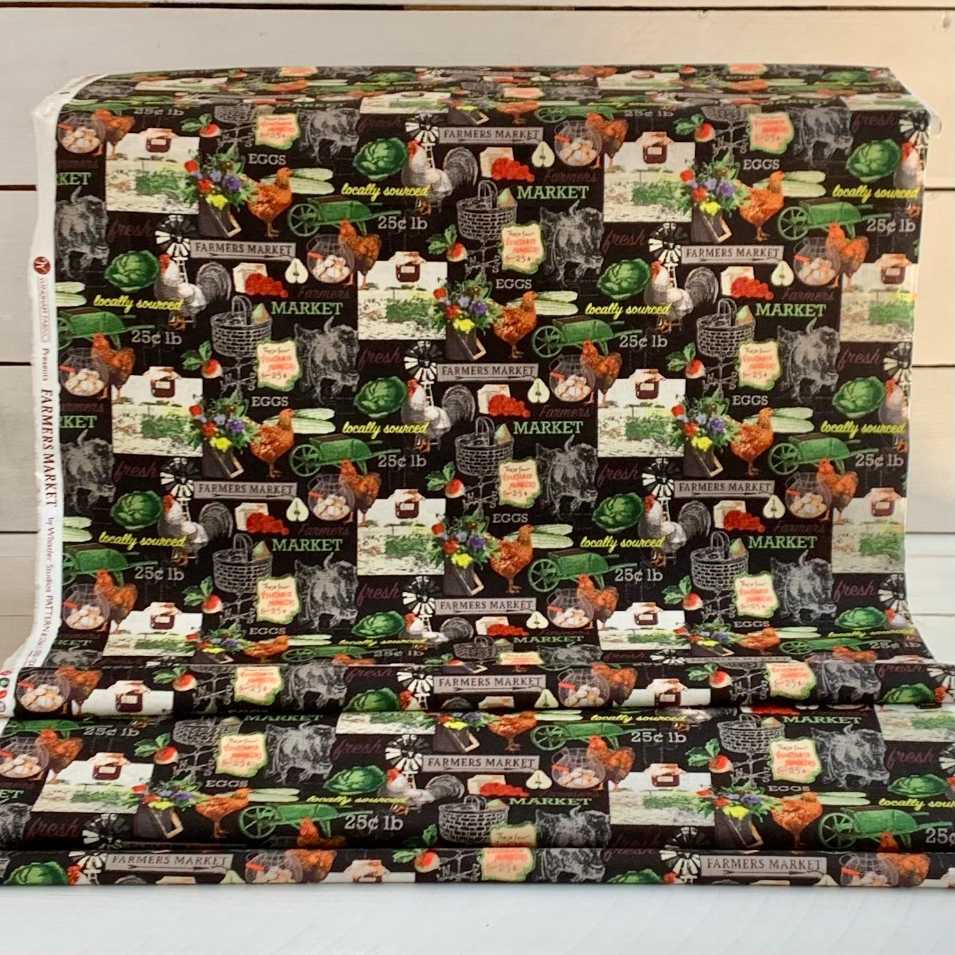 Farmers Market by Whistler Studios and Milled by Windham Fabrics- Black 52764-2 Cotton Fabric