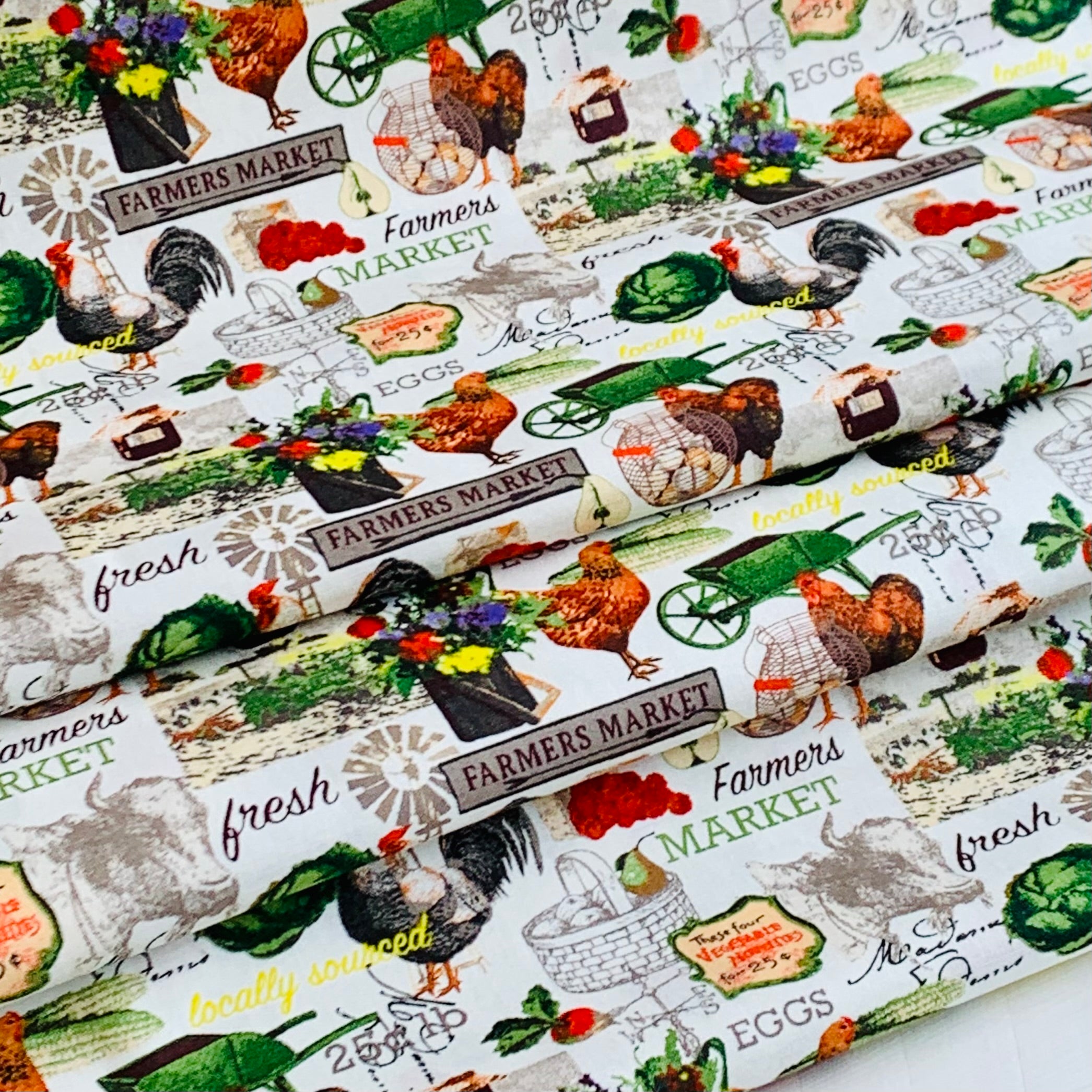 Farmers Market by Whistler Studios and Milled by Windham Fabrics- White 52764-1 Cotton Fabric