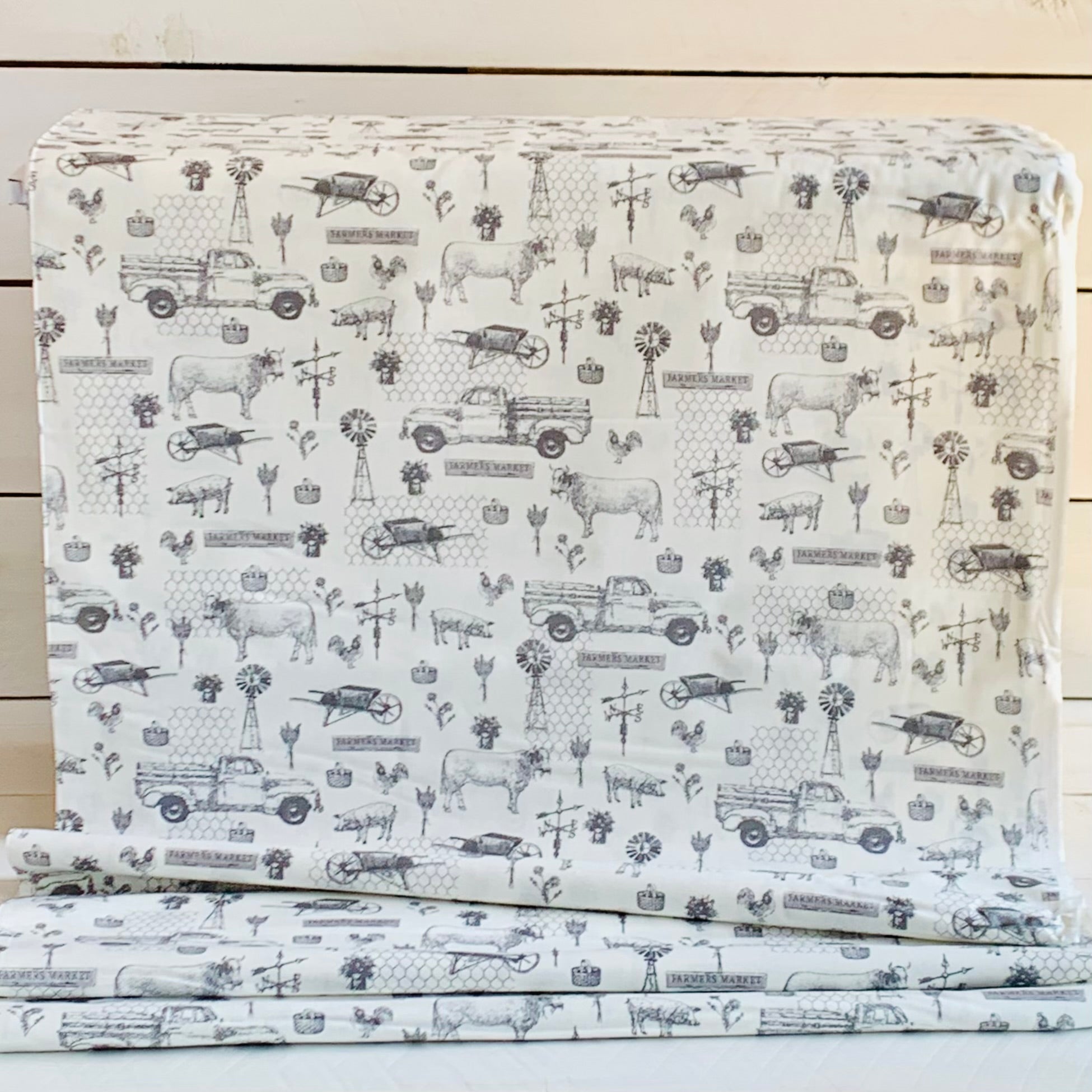 Farm Toile From Farmers Market Collection by Whistler Studios and Milled by Windham Fabrics- White 52765-1 Cotton Fabric