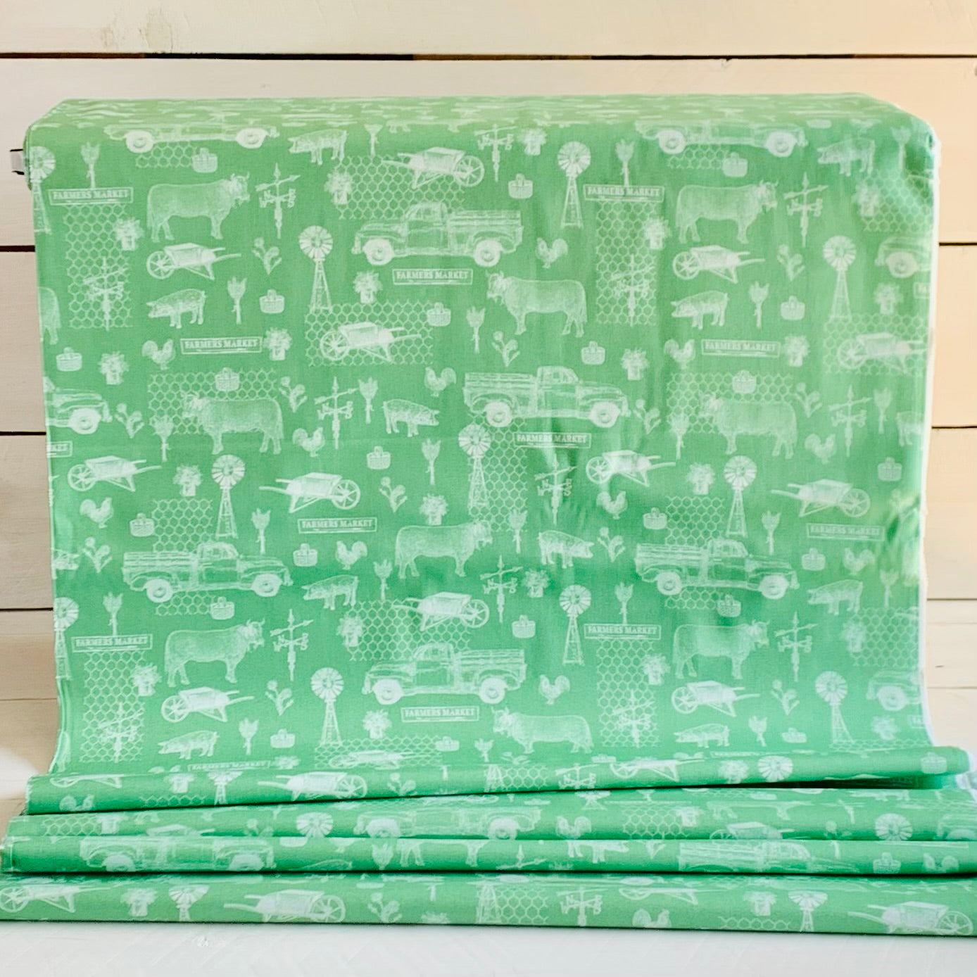 Farm Toile From Farmers Market Collection by Whistler Studios and Milled by Windham Fabrics- Green 52765-3 Cotton Fabric
