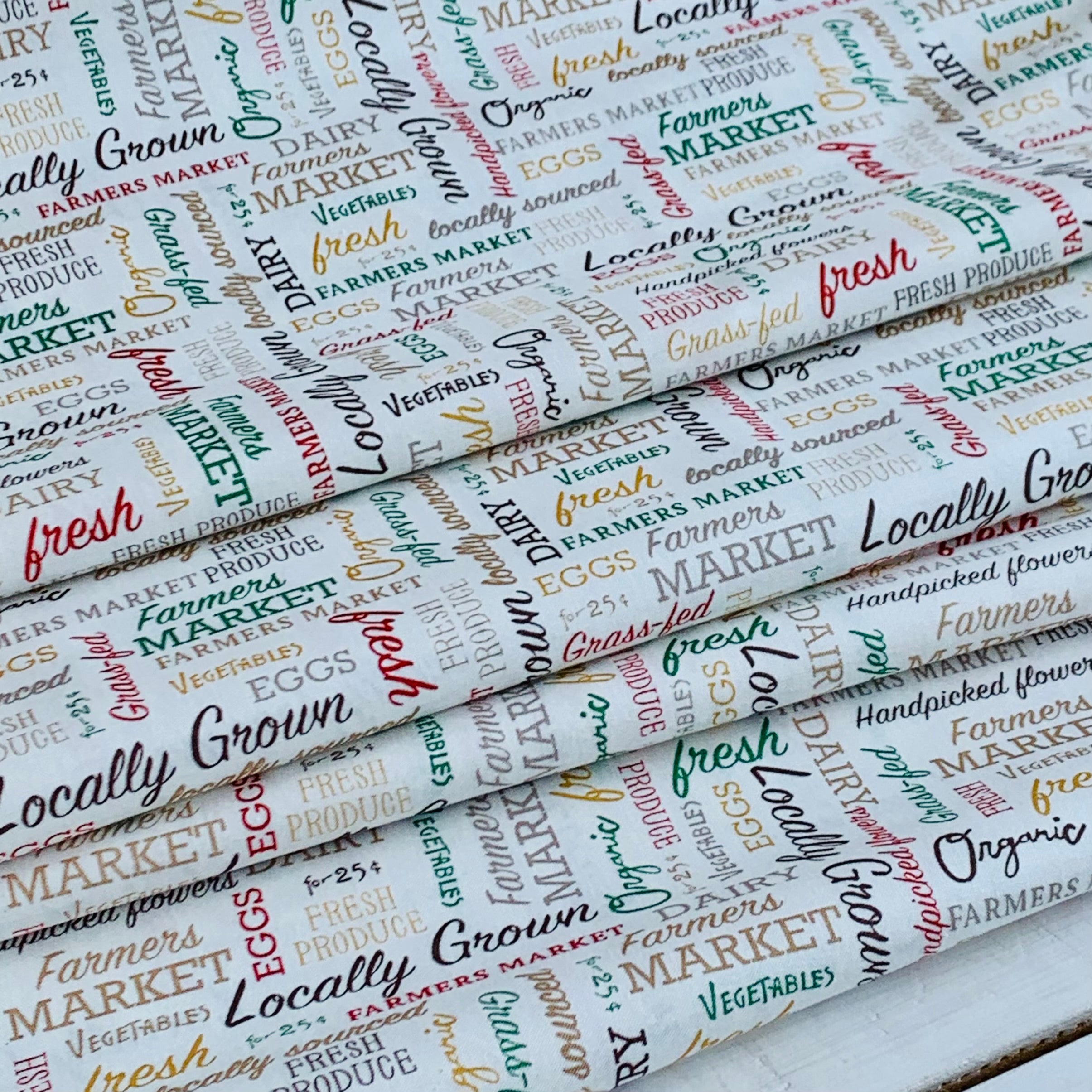 Words From Farmers Market Collection by Whistler Studios and Milled by Windham Fabrics- White 52767-1 Cotton Fabric